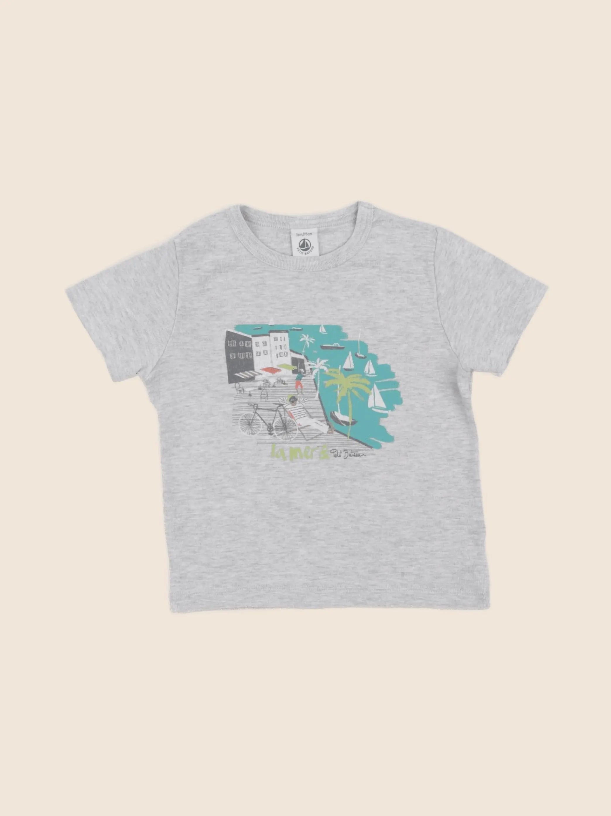 Petit Bateau - tee-shirt gris - 3 mois