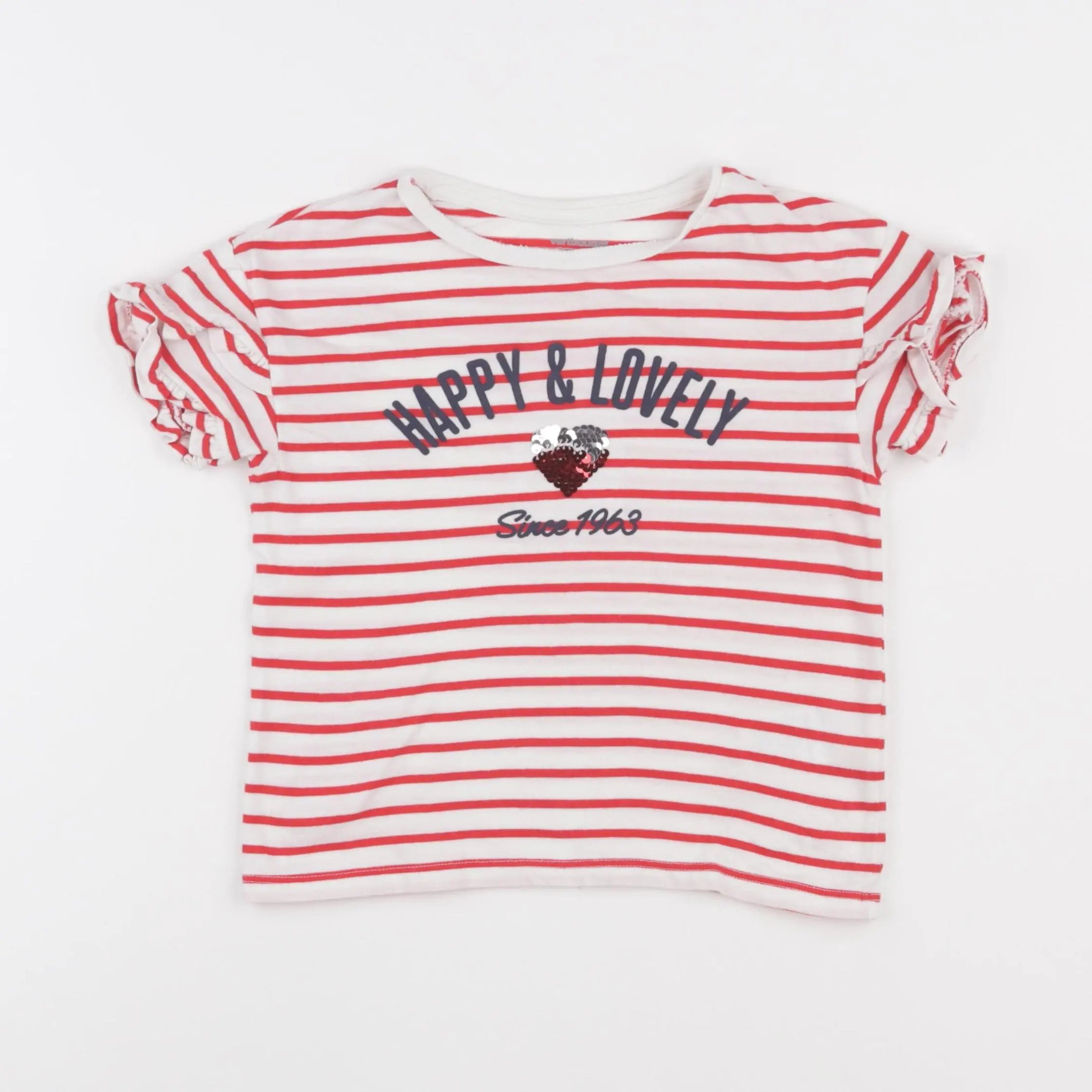 Vertbaudet - tee-shirt blanc, rouge - 5 ans
