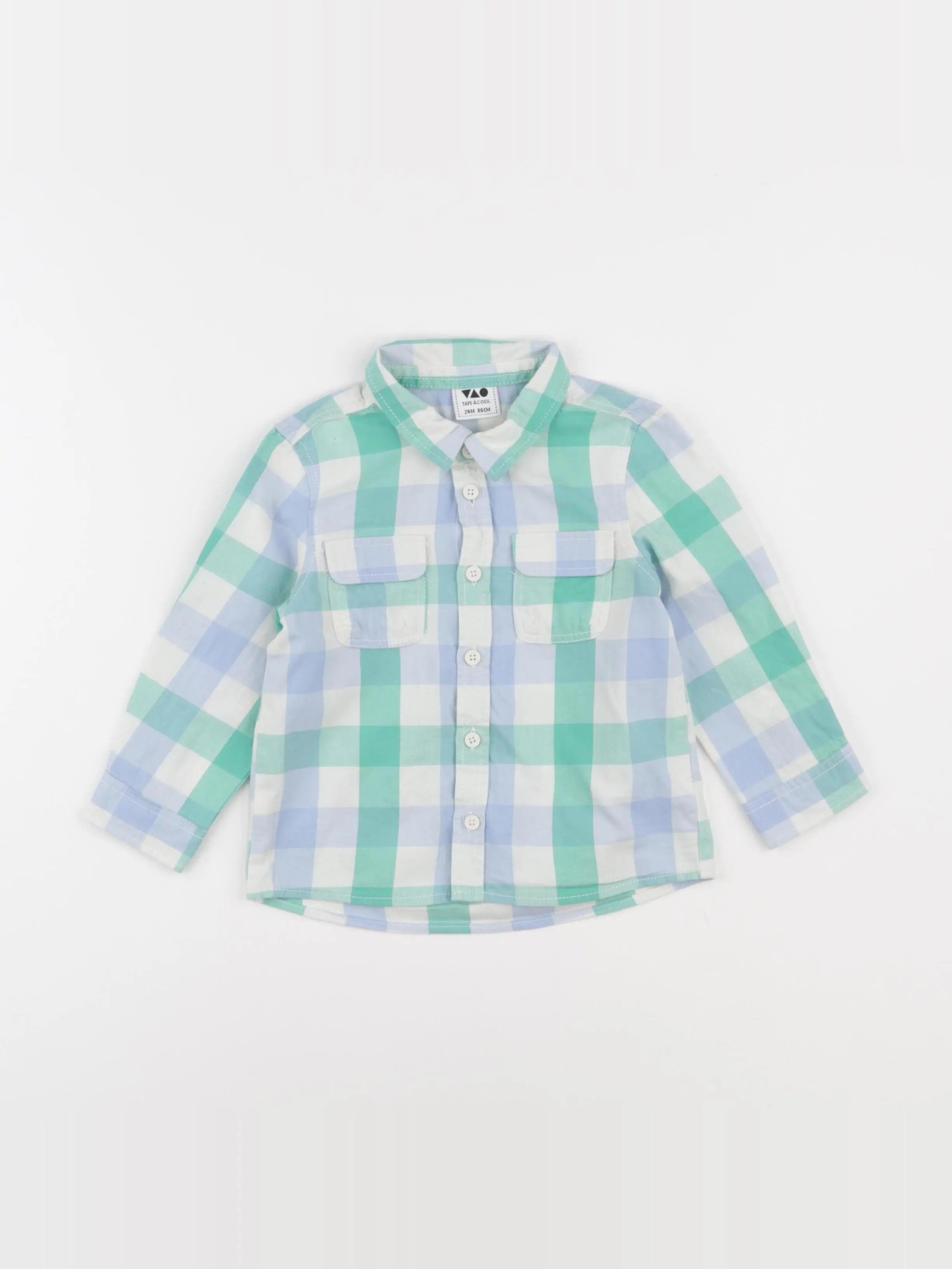 Tape à l'oeil - chemise blanc, bleu, vert - 24 mois