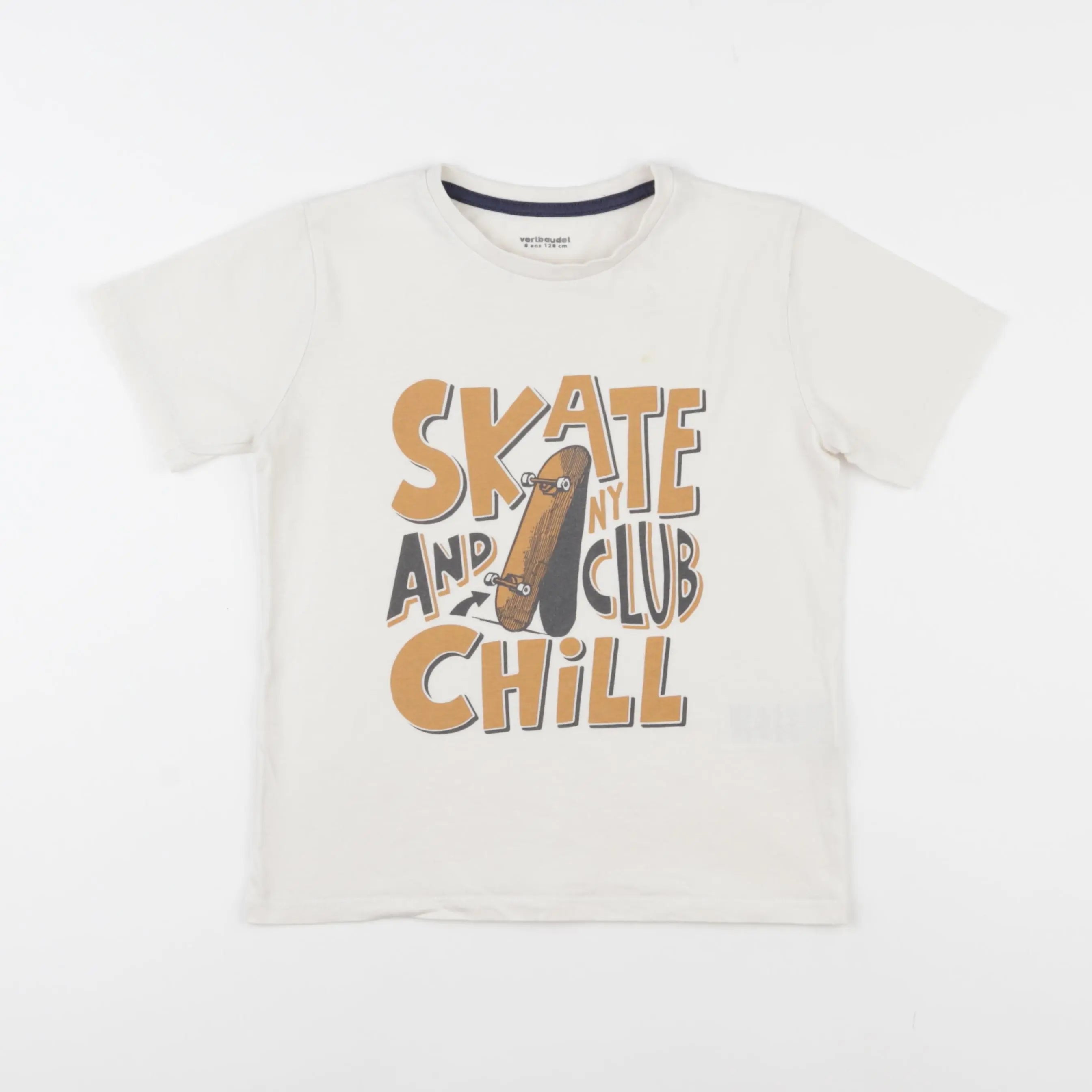Vertbaudet - tee-shirt beige - 8 ans