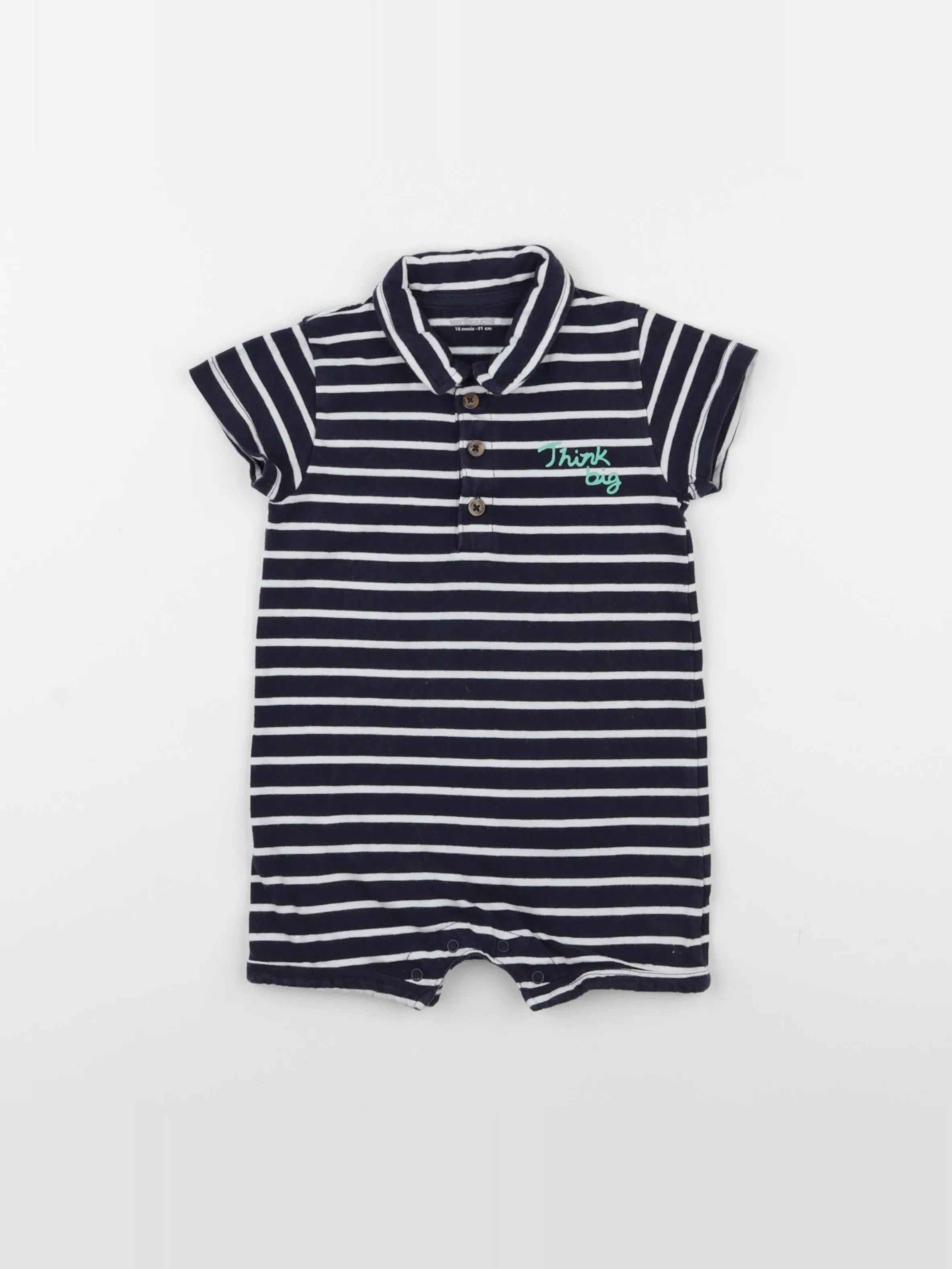 Vertbaudet - combinaison blanc, bleu - 18 mois