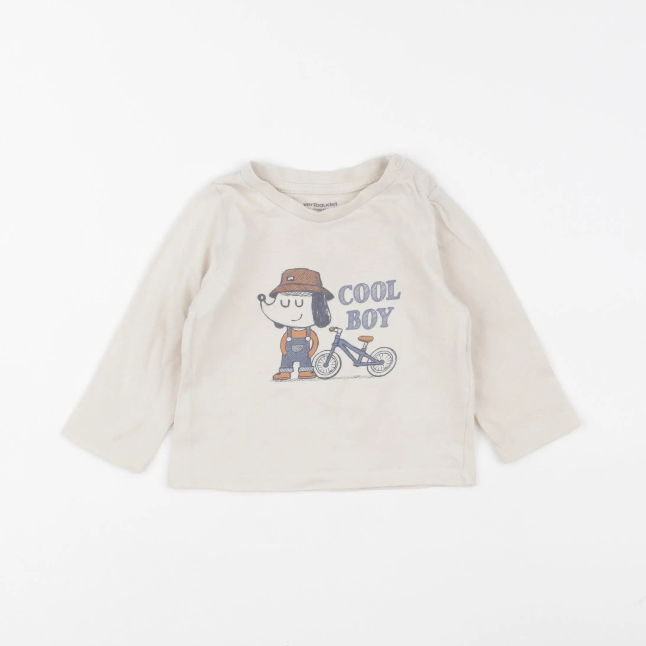 Vertbaudet - tee-shirt beige - 9 mois