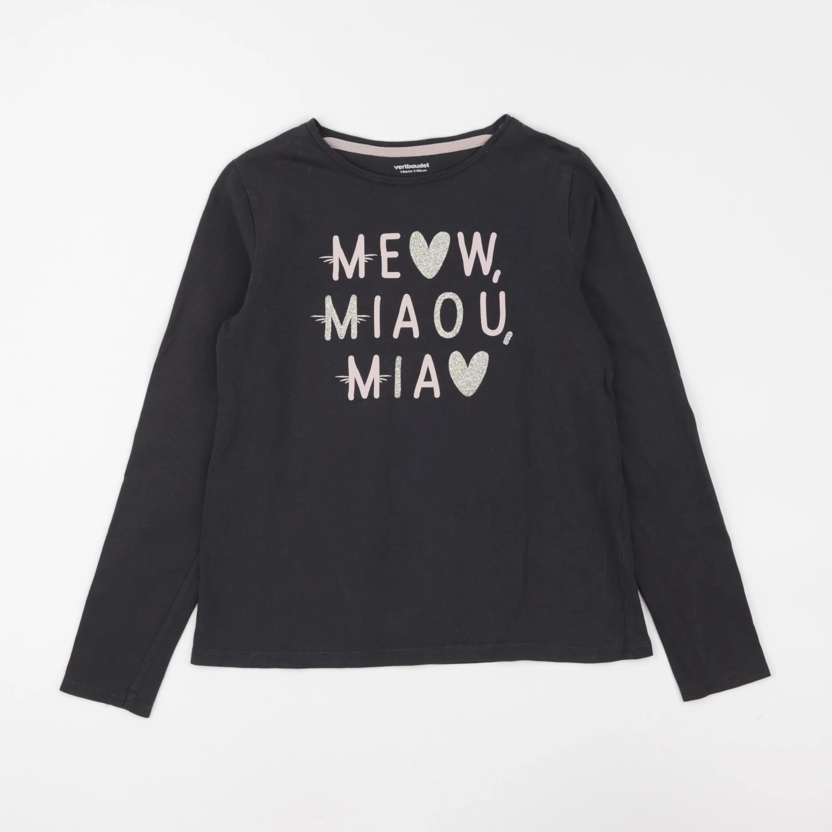 Vertbaudet - tee-shirt noir - 10 ans