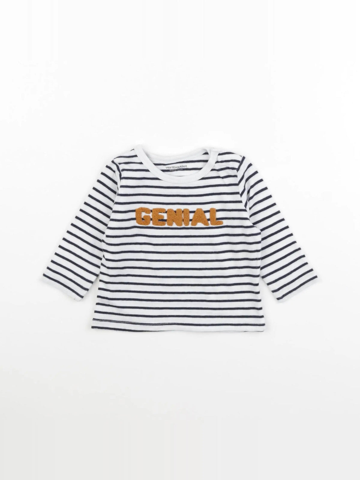 Vertbaudet - tee-shirt blanc, bleu - 6 mois