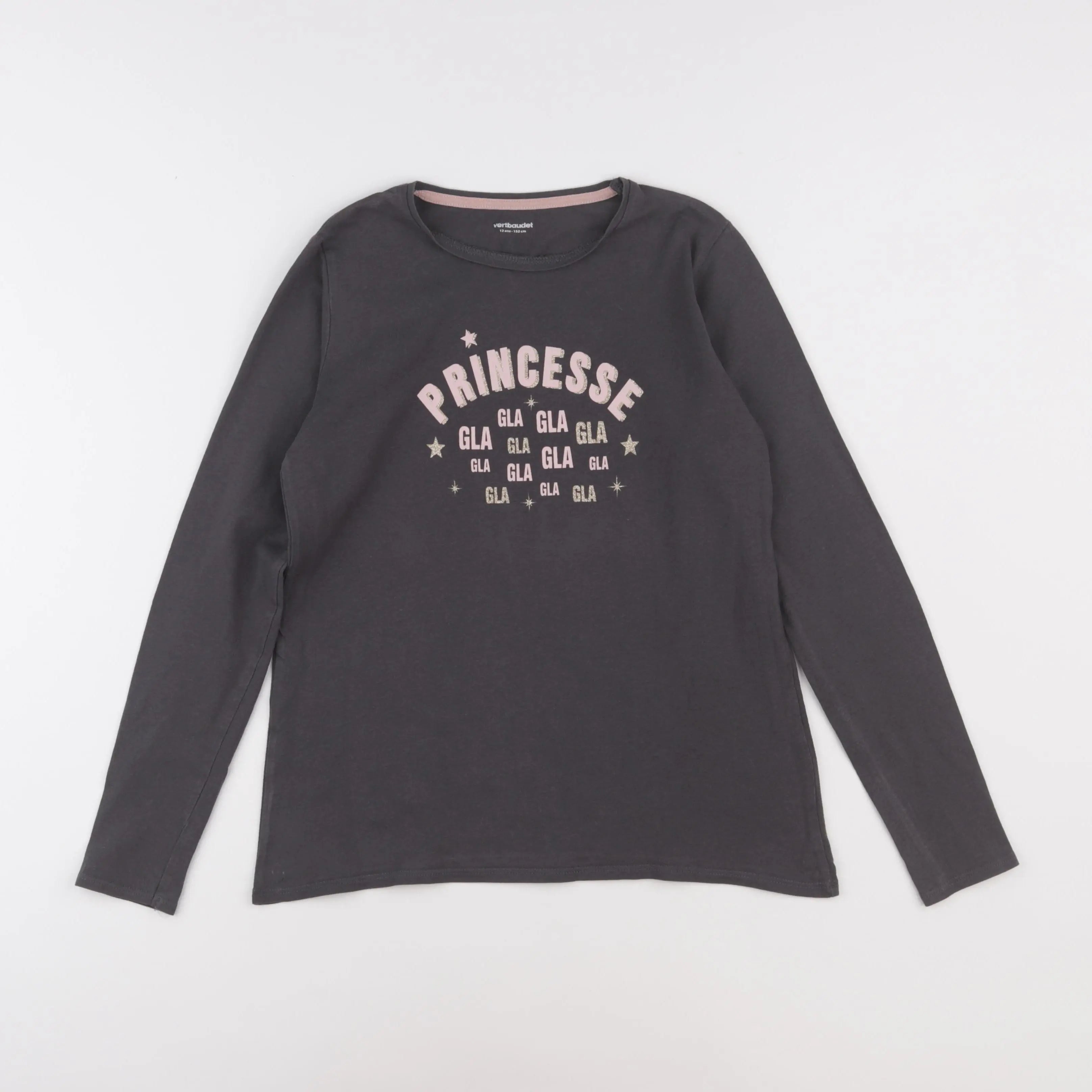 Vertbaudet - tee-shirt taupe - 12 ans