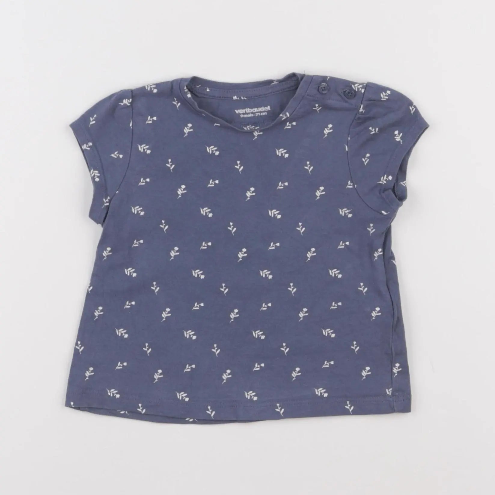 Vertbaudet - tee-shirt bleu, blanc - 9 mois