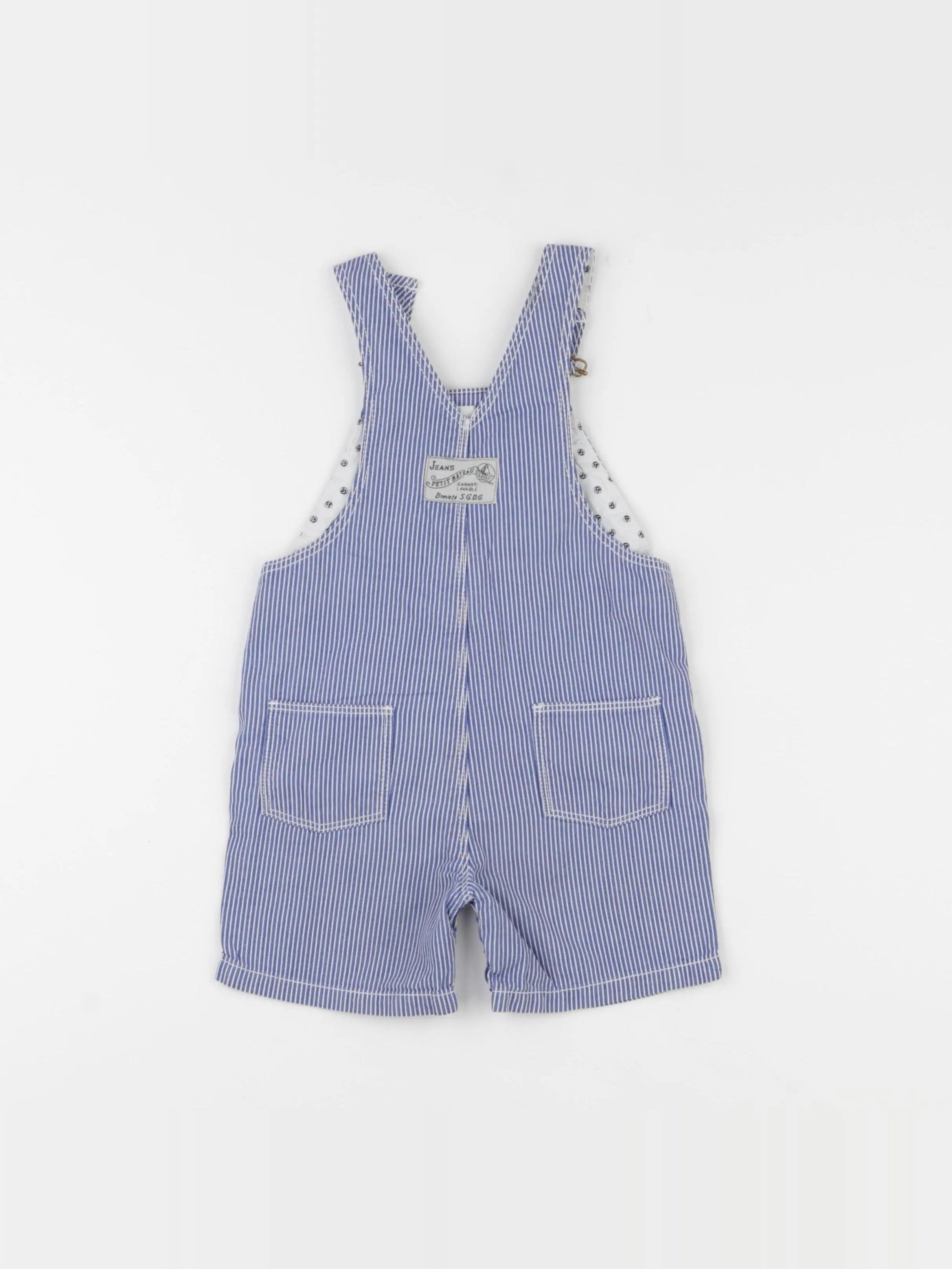 Petit Bateau - salopette bleu, blanc - 12 mois