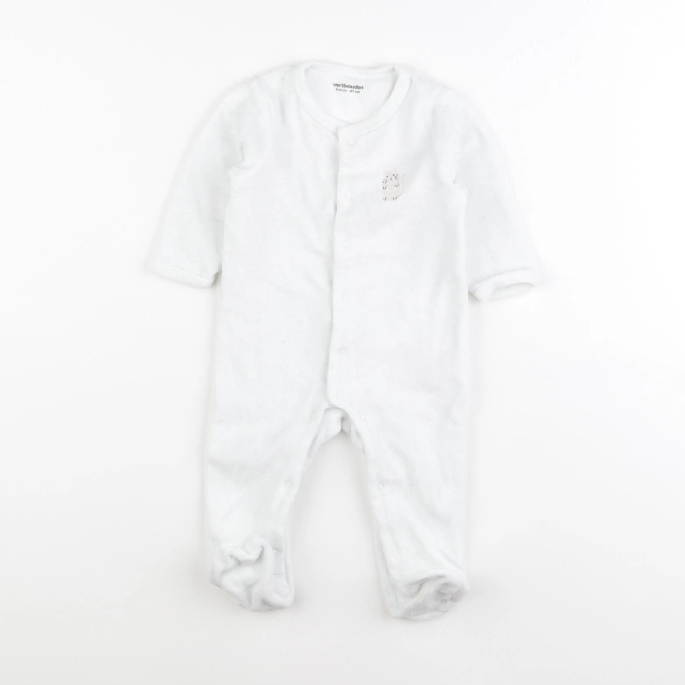 Vertbaudet - pyjama velours blanc - 6 mois