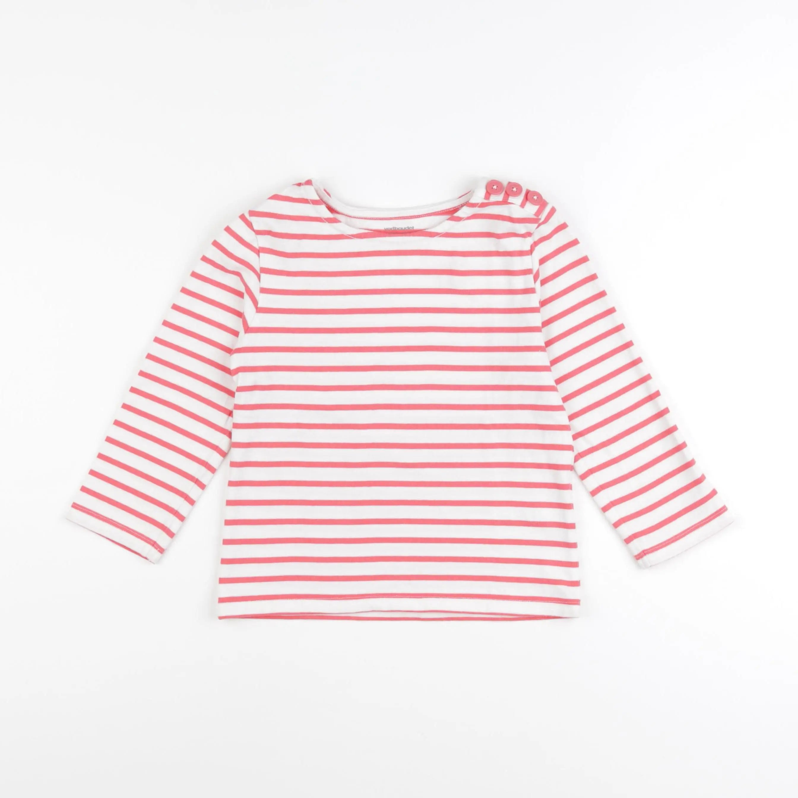 Vertbaudet - tee-shirt blanc, rose - 6 ans