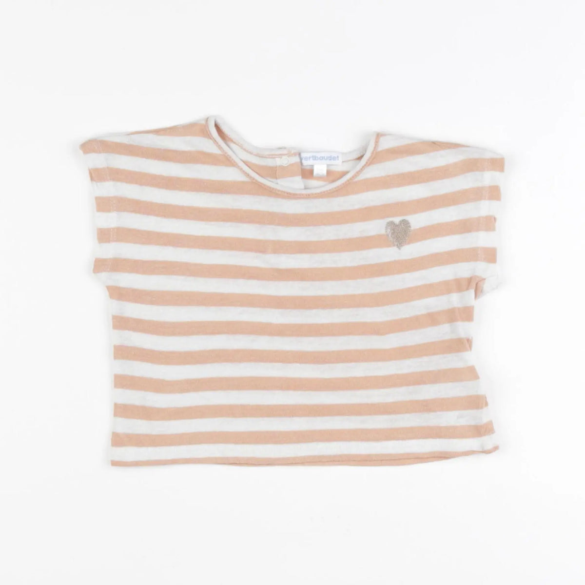 Vertbaudet - tee-shirt blanc, rose - 18 mois