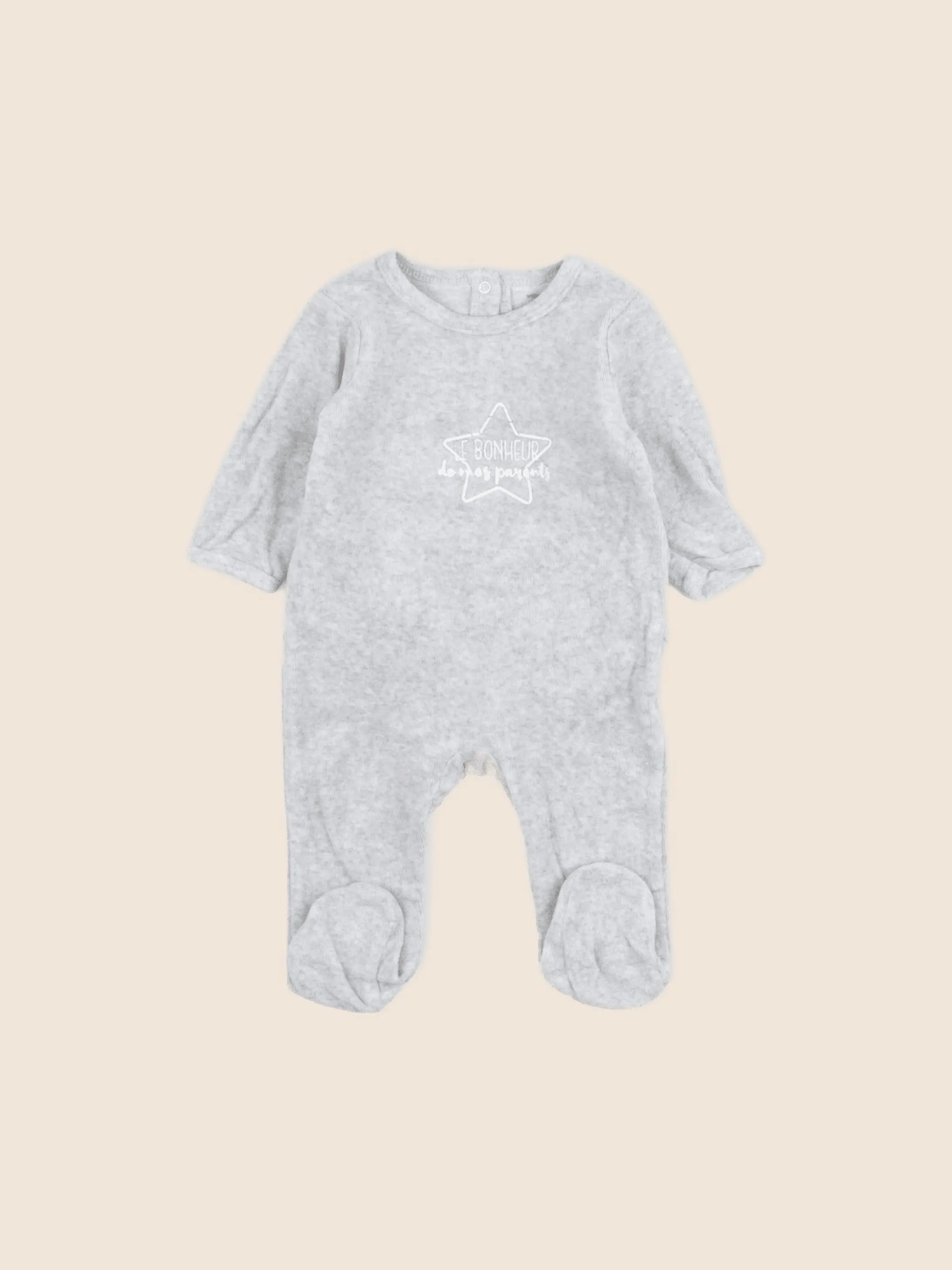 Vertbaudet - pyjama velours gris - 3 mois