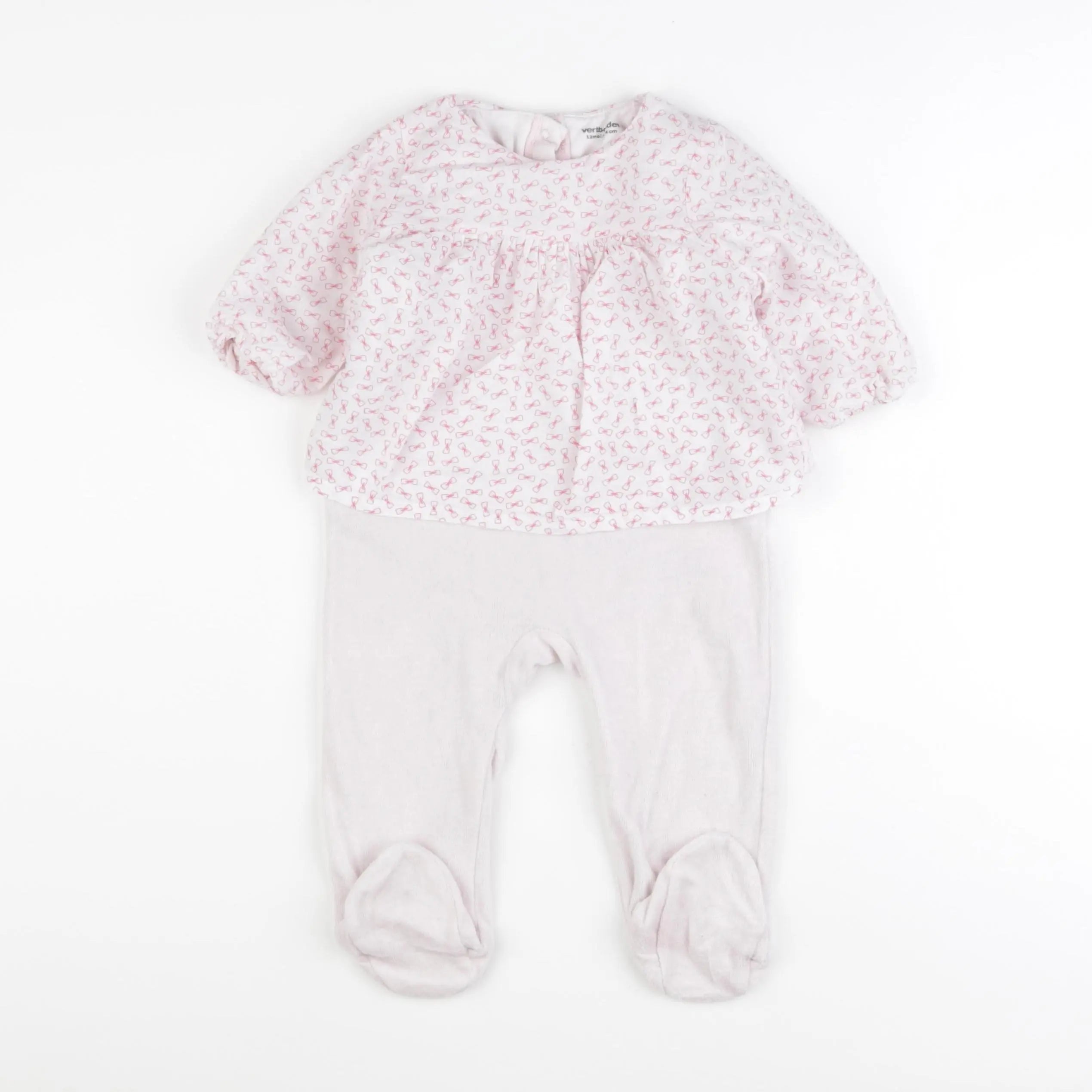 Vertbaudet - pyjama velours rose - 12 mois