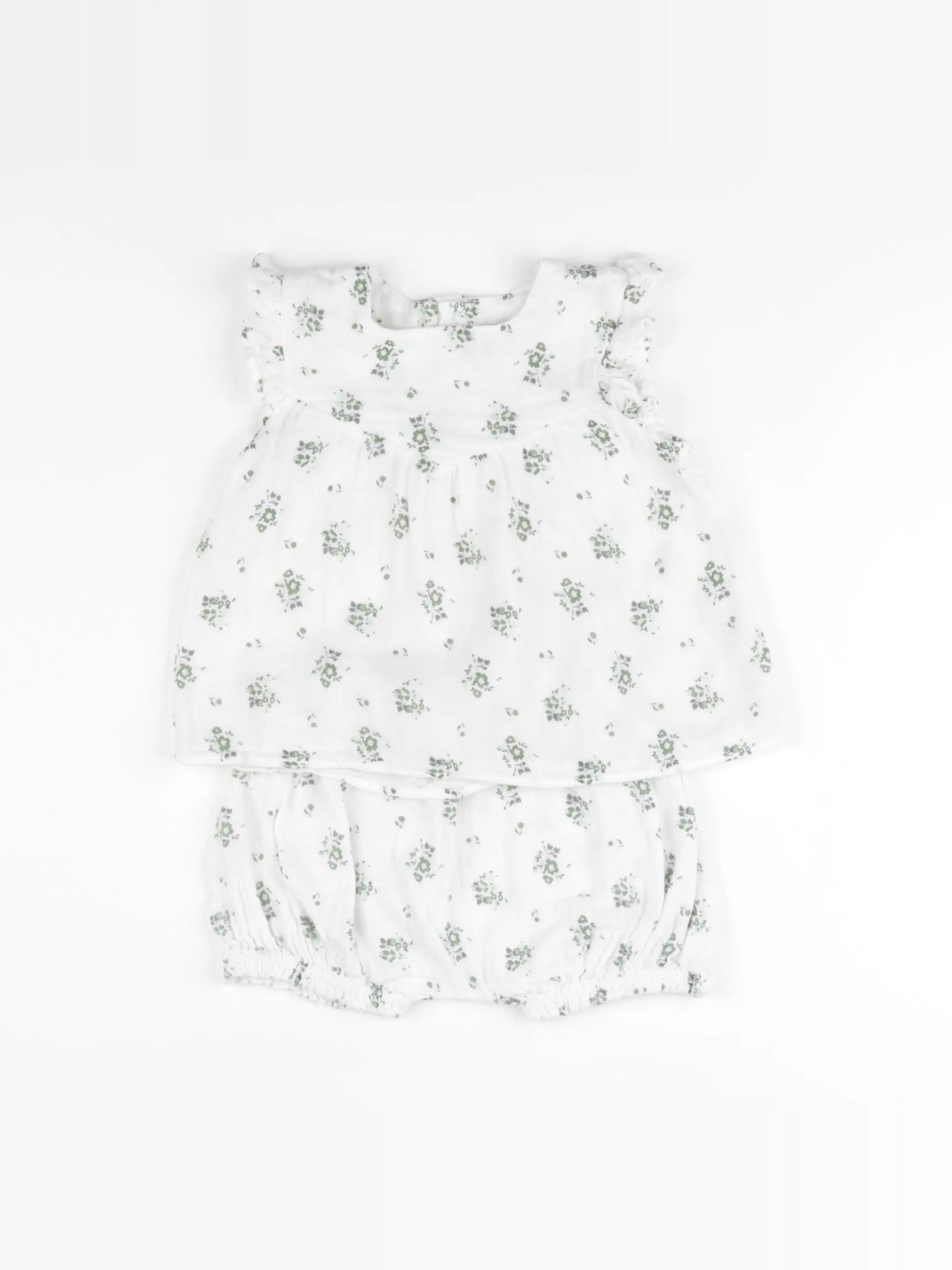 Petit Bateau - ensemble blanc, vert - 24 mois