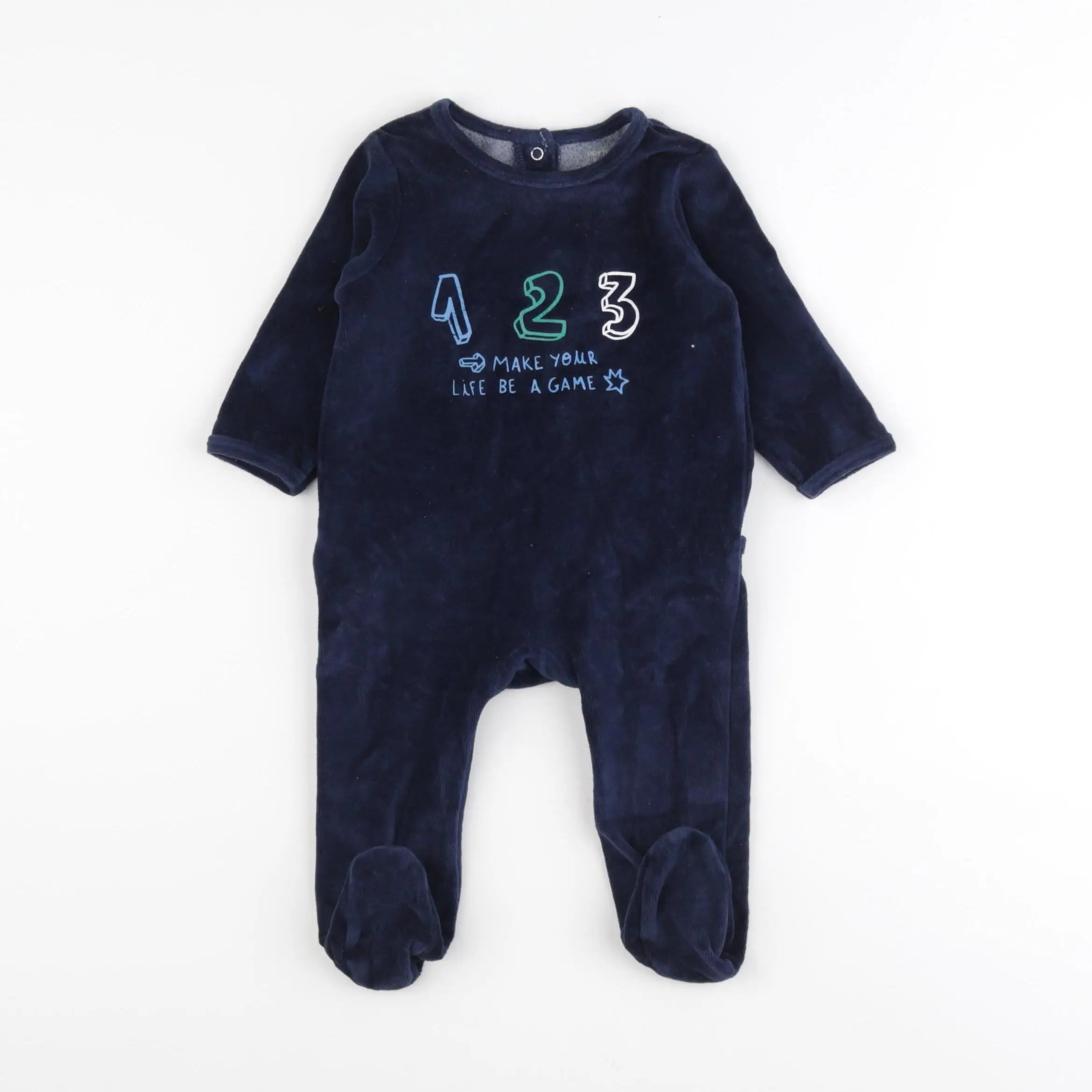 Vertbaudet - pyjama velours bleu - 6 mois