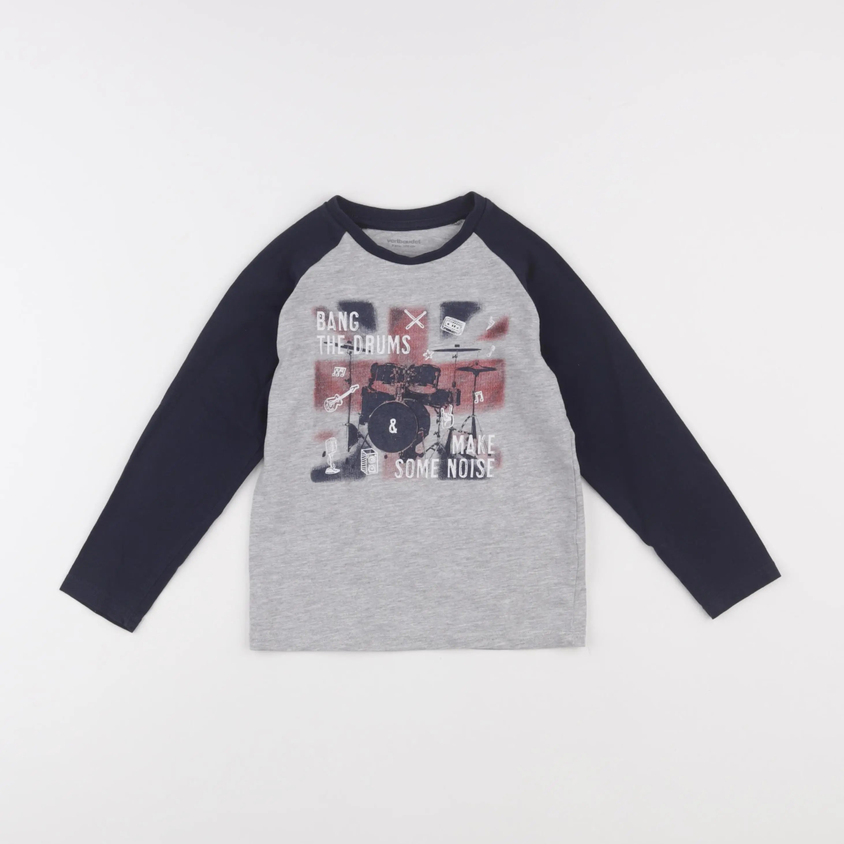 Vertbaudet - tee-shirt bleu, gris - 5 ans