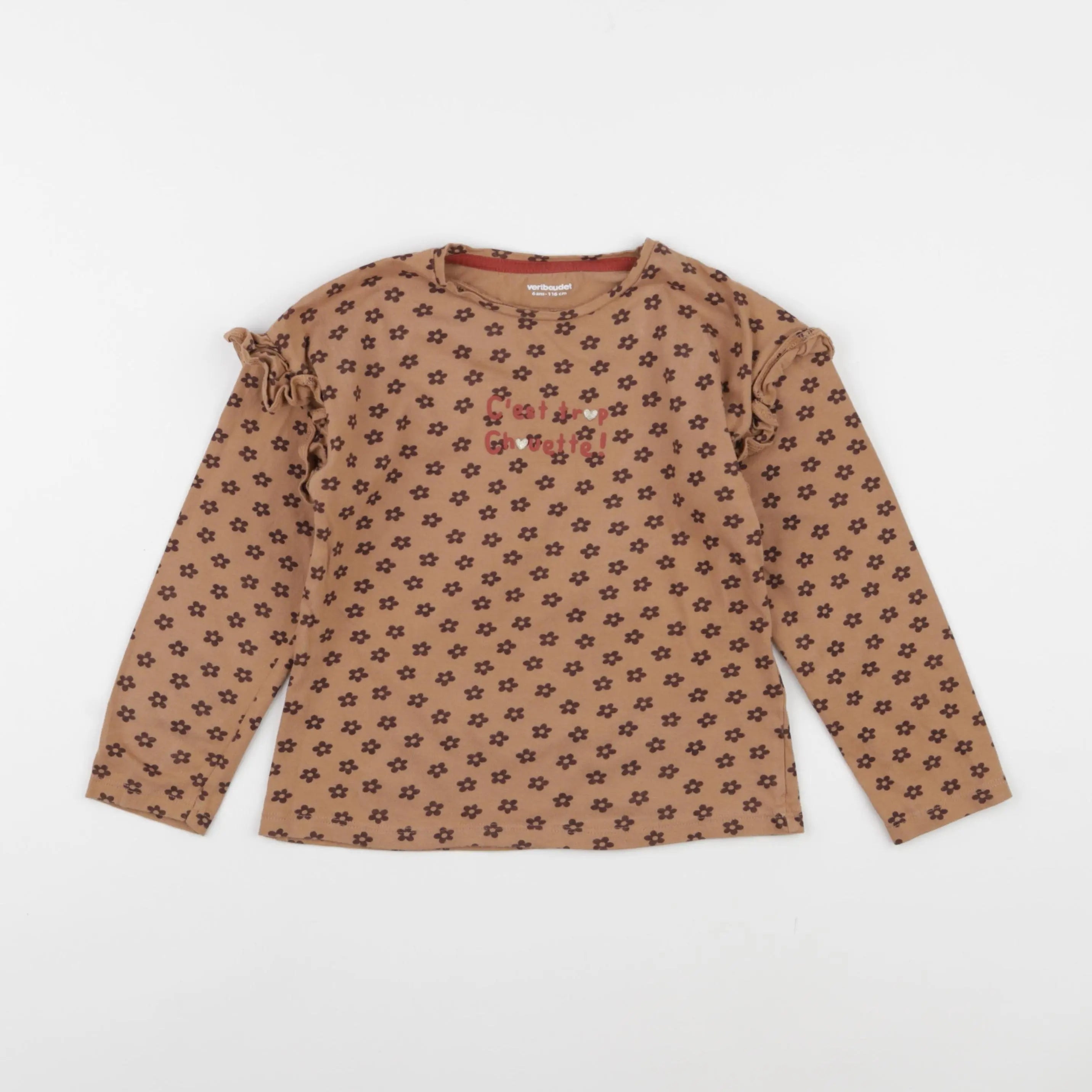 Vertbaudet - tee-shirt marron - 6 ans