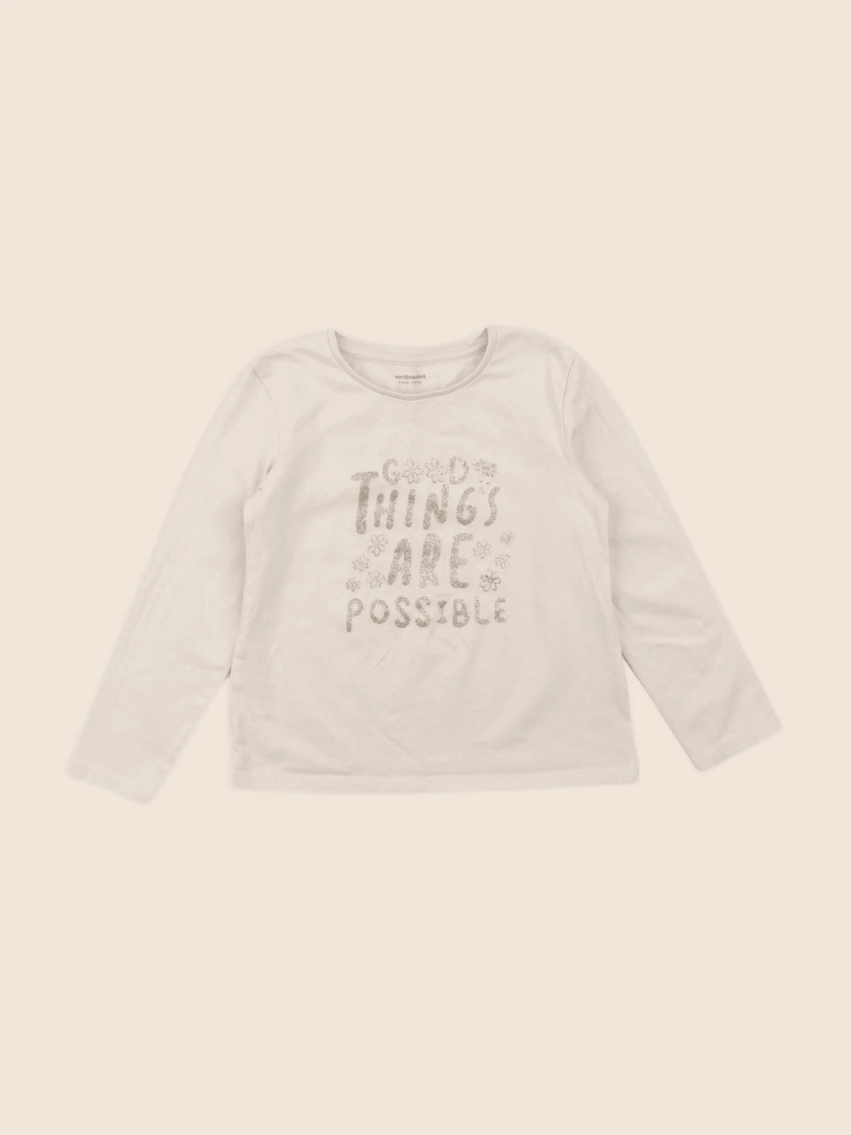 Vertbaudet - tee-shirt beige, or - 5 ans