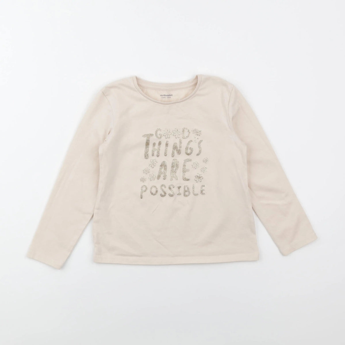 Vertbaudet - tee-shirt beige, or - 5 ans