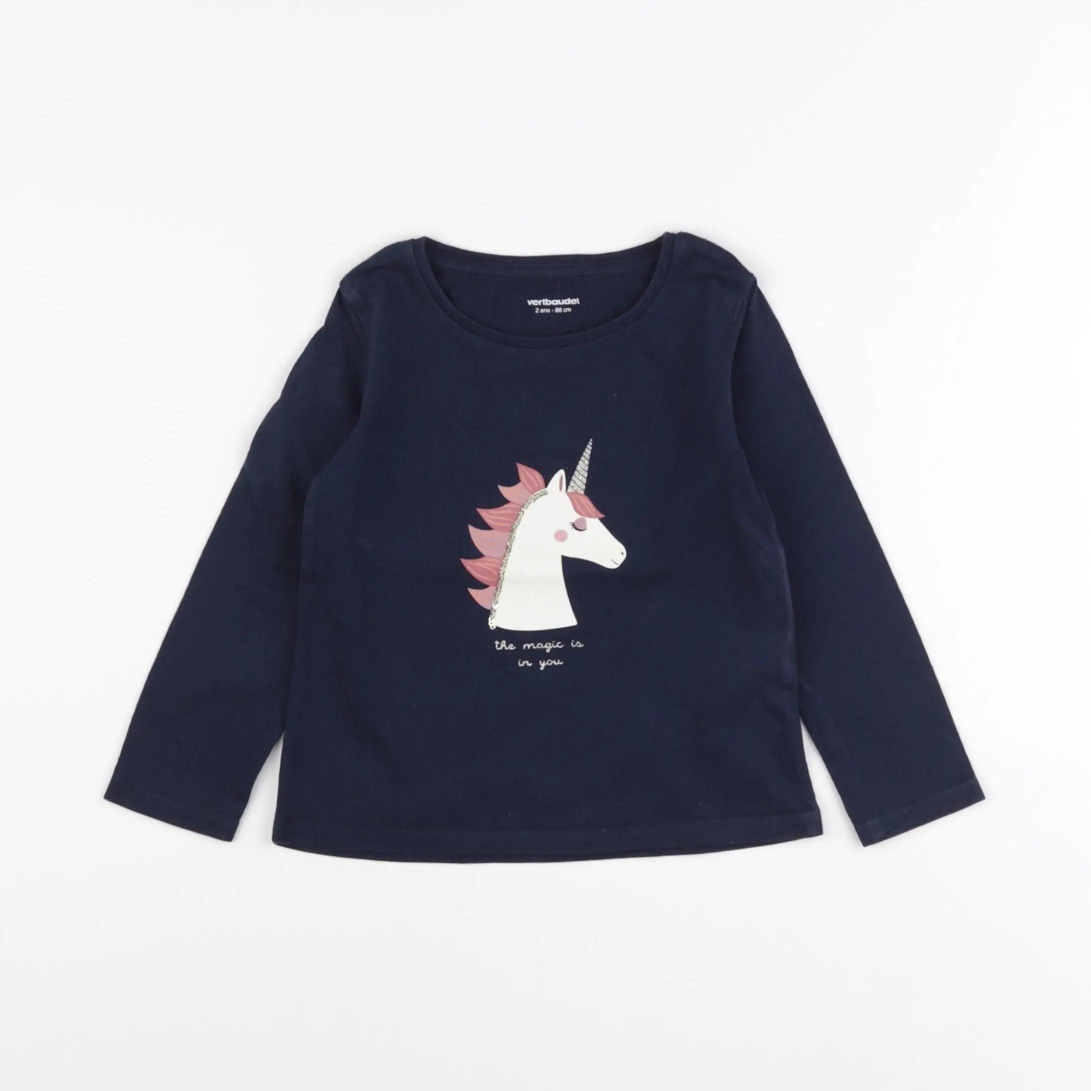 Vertbaudet - tee-shirt bleu - 2 ans