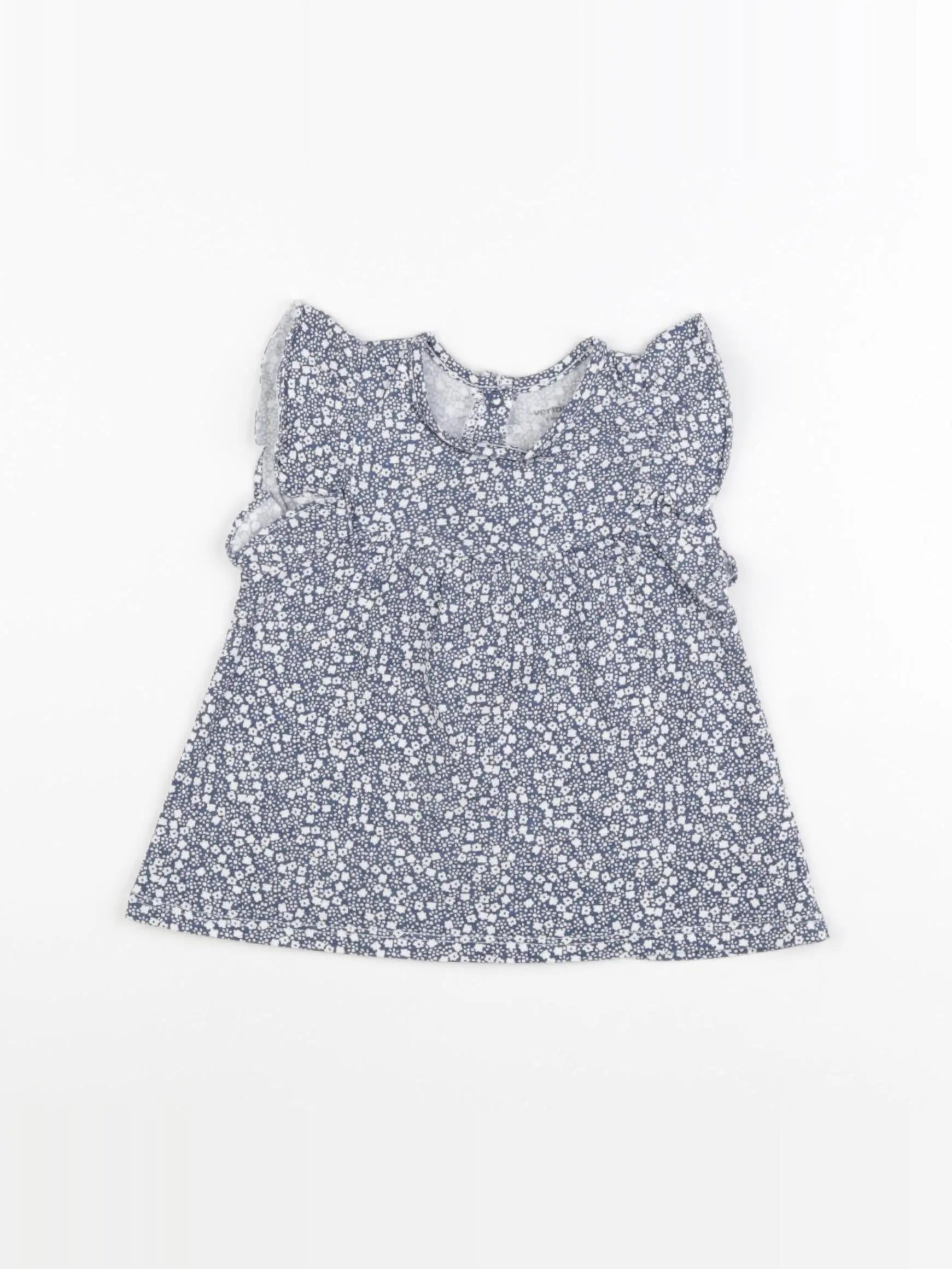 Vertbaudet - robe blanc, bleu - 9 mois