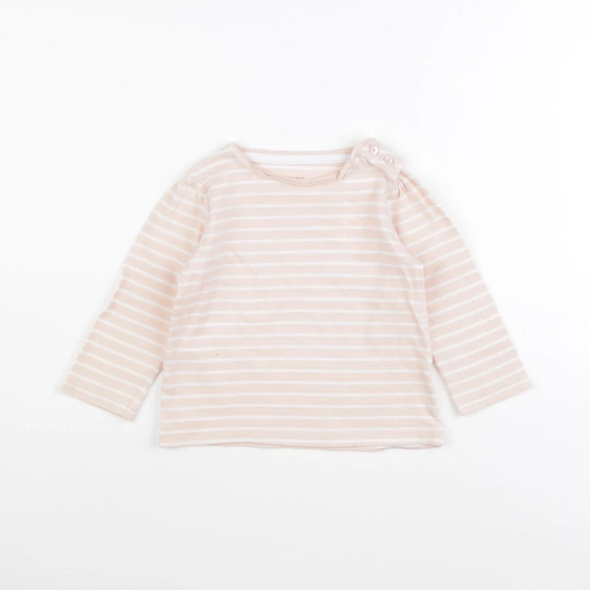 Vertbaudet - tee-shirt blanc, rose - 12 mois