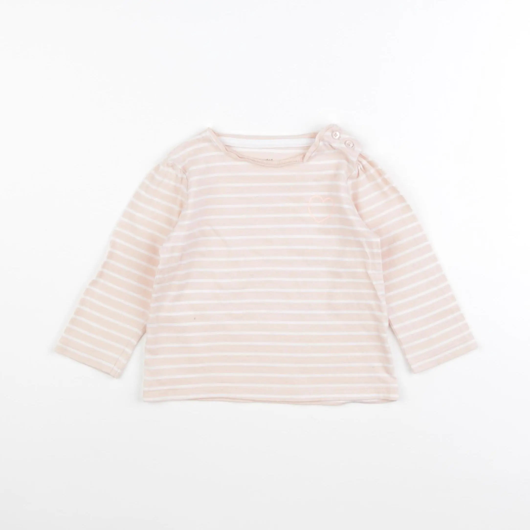 Vertbaudet - tee-shirt blanc, rose - 12 mois
