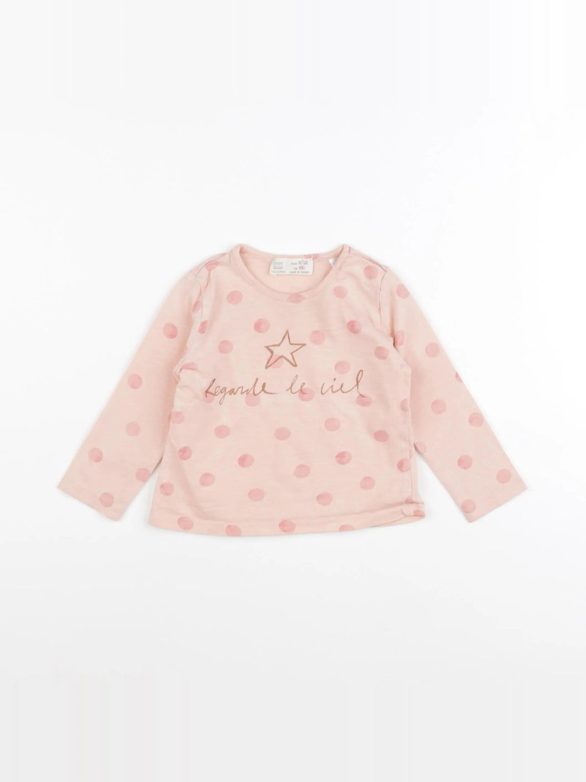 Zara - tee-shirt rose - 9/12 mois