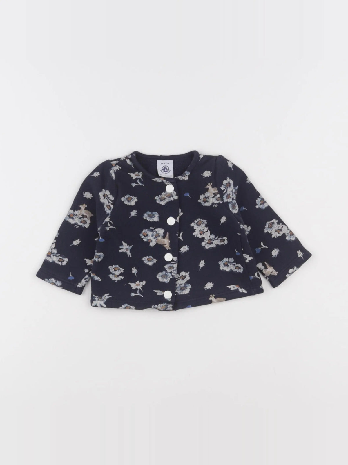 Petit Bateau - sweat bleu - 6 mois