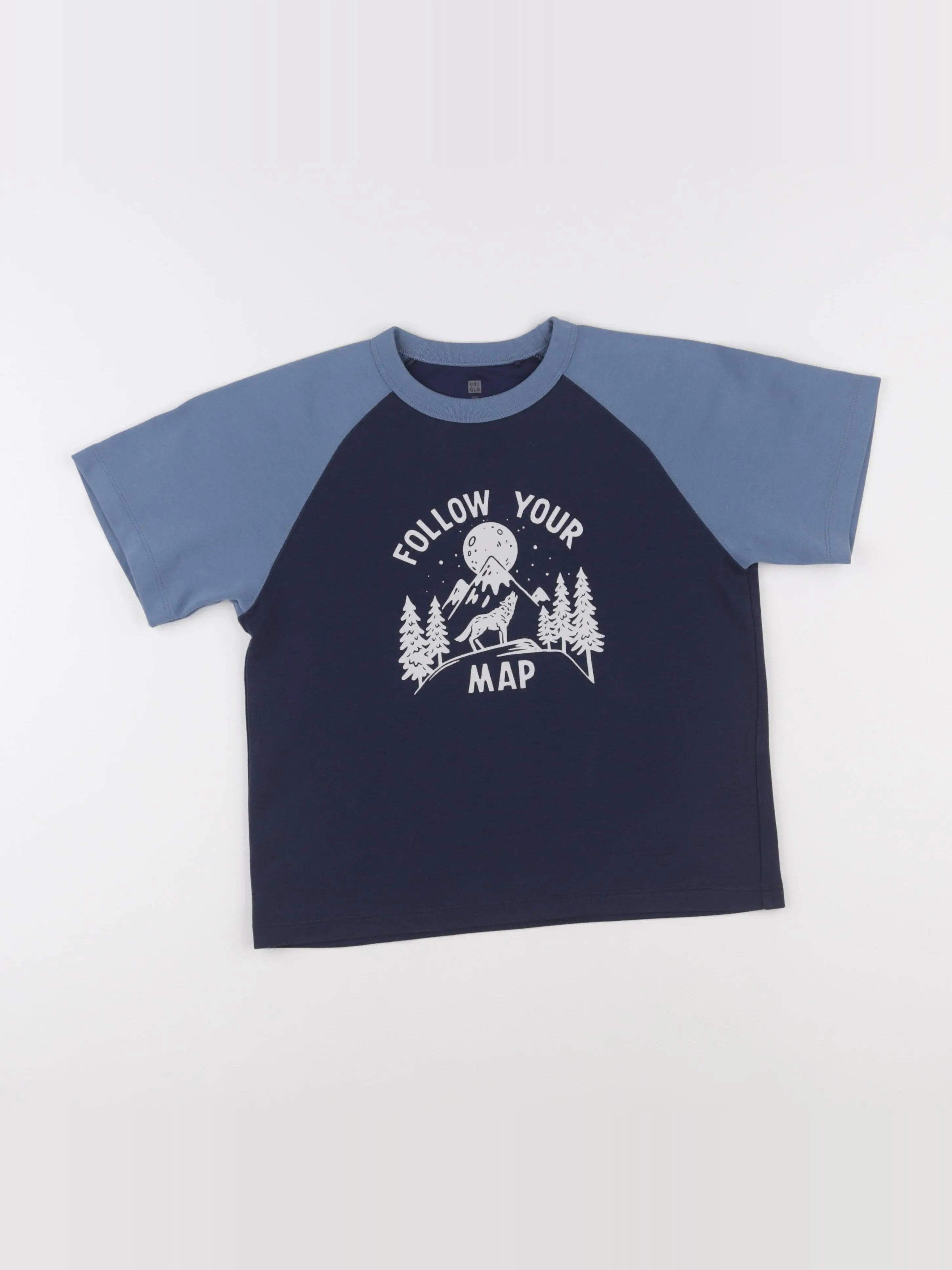 Uniqlo - tee-shirt bleu - 8 ans
