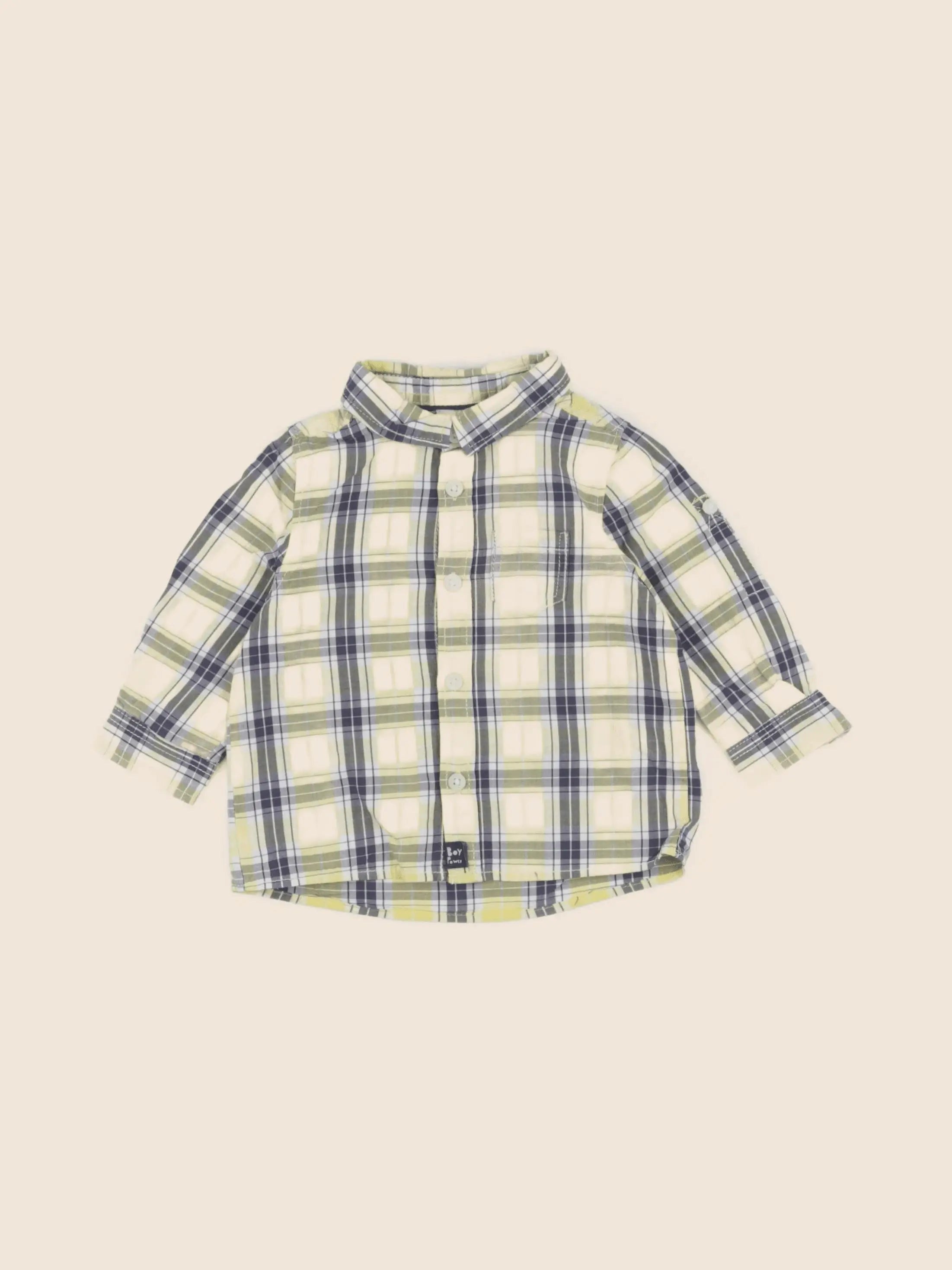 Tape à l'oeil - chemise jaune, bleu - 6 mois
