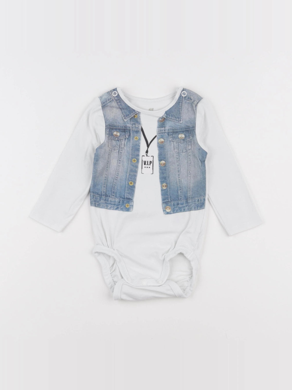 H&M - body blanc, bleu - 6 mois