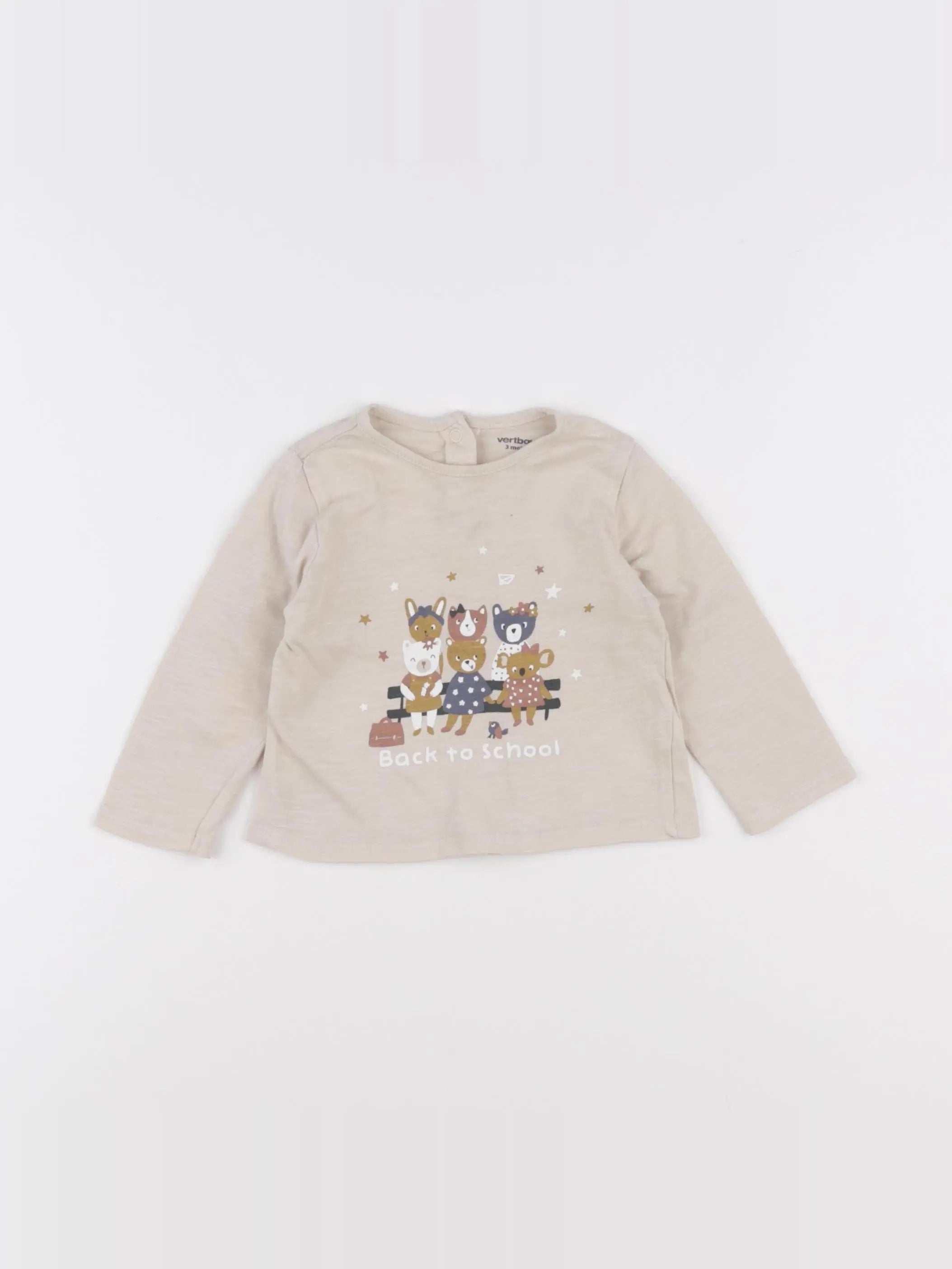Vertbaudet - tee-shirt beige - 3 mois