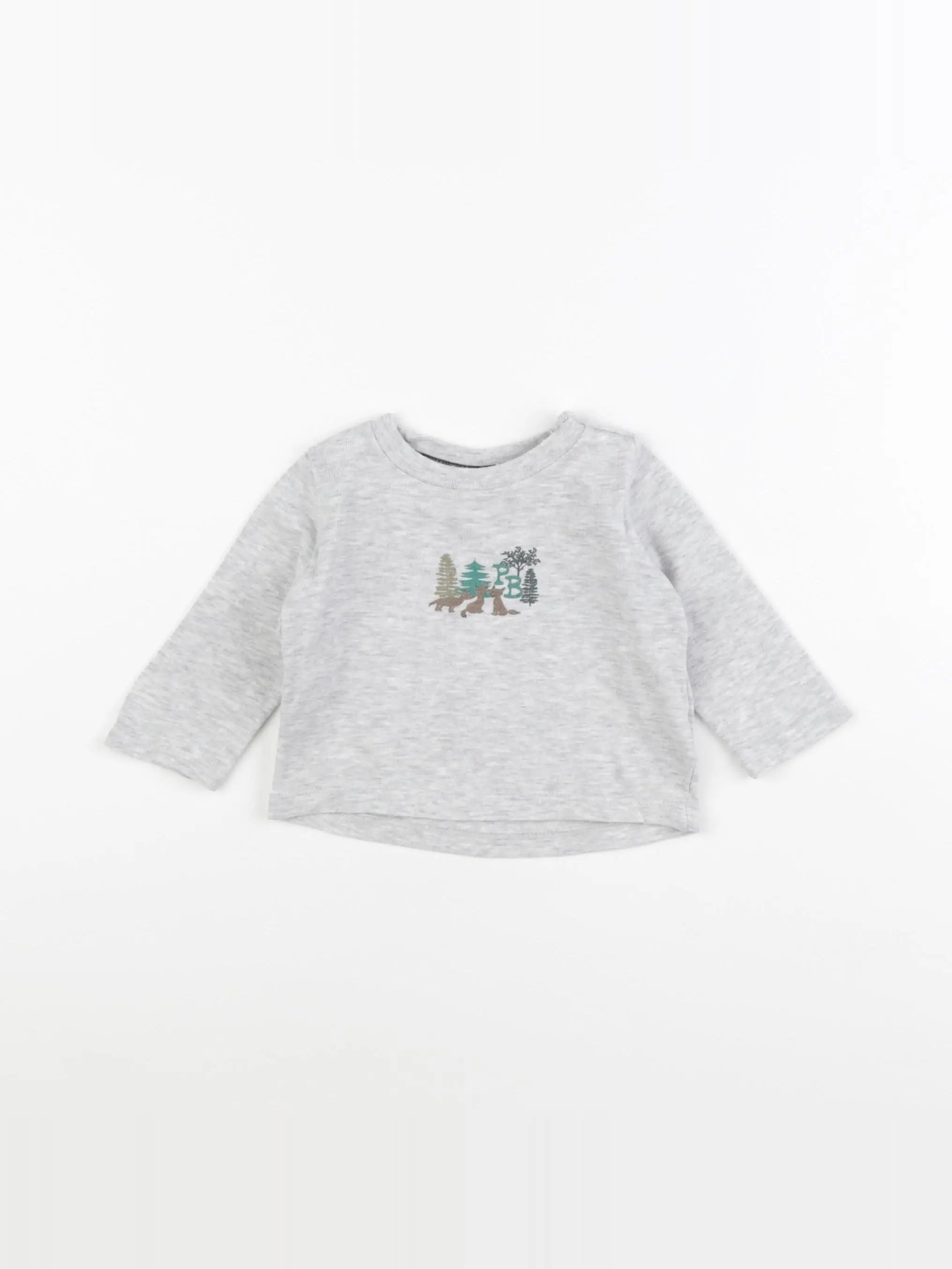 Petit Bateau - tee-shirt gris - 6 mois