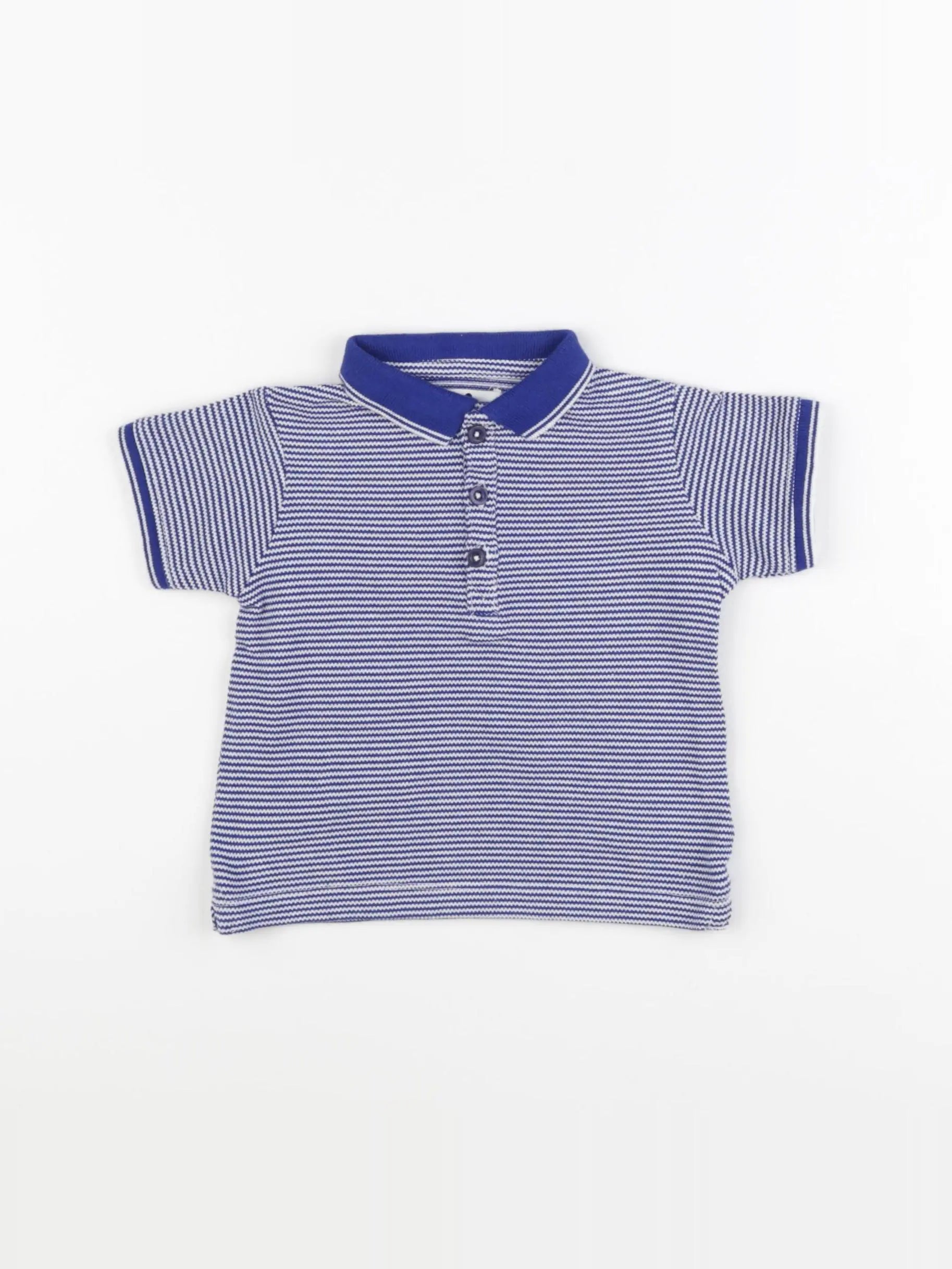 Cyrillus - polo bleu, blanc - 12 mois