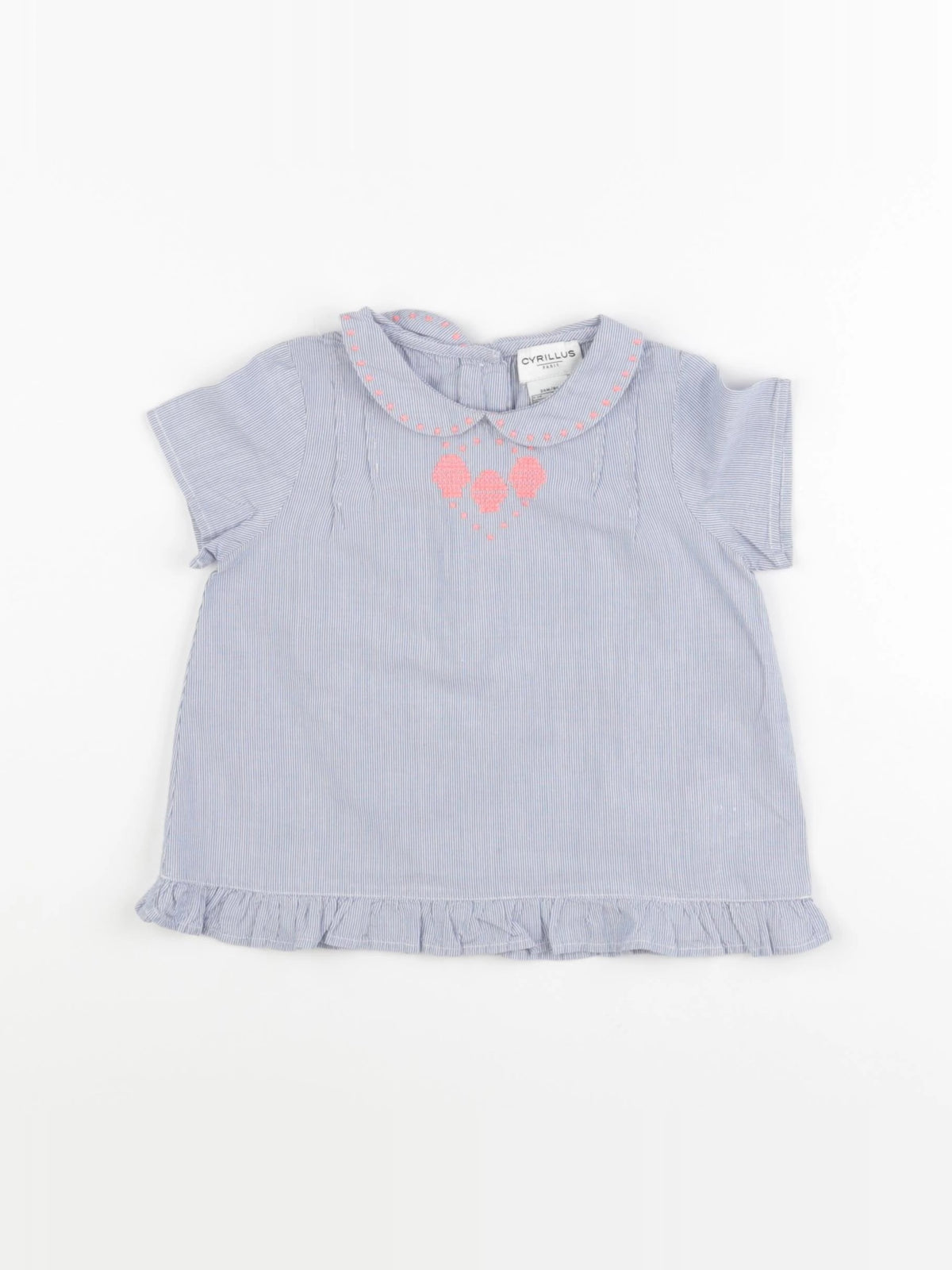 Cyrillus - blouse bleu, blanc - 24 mois