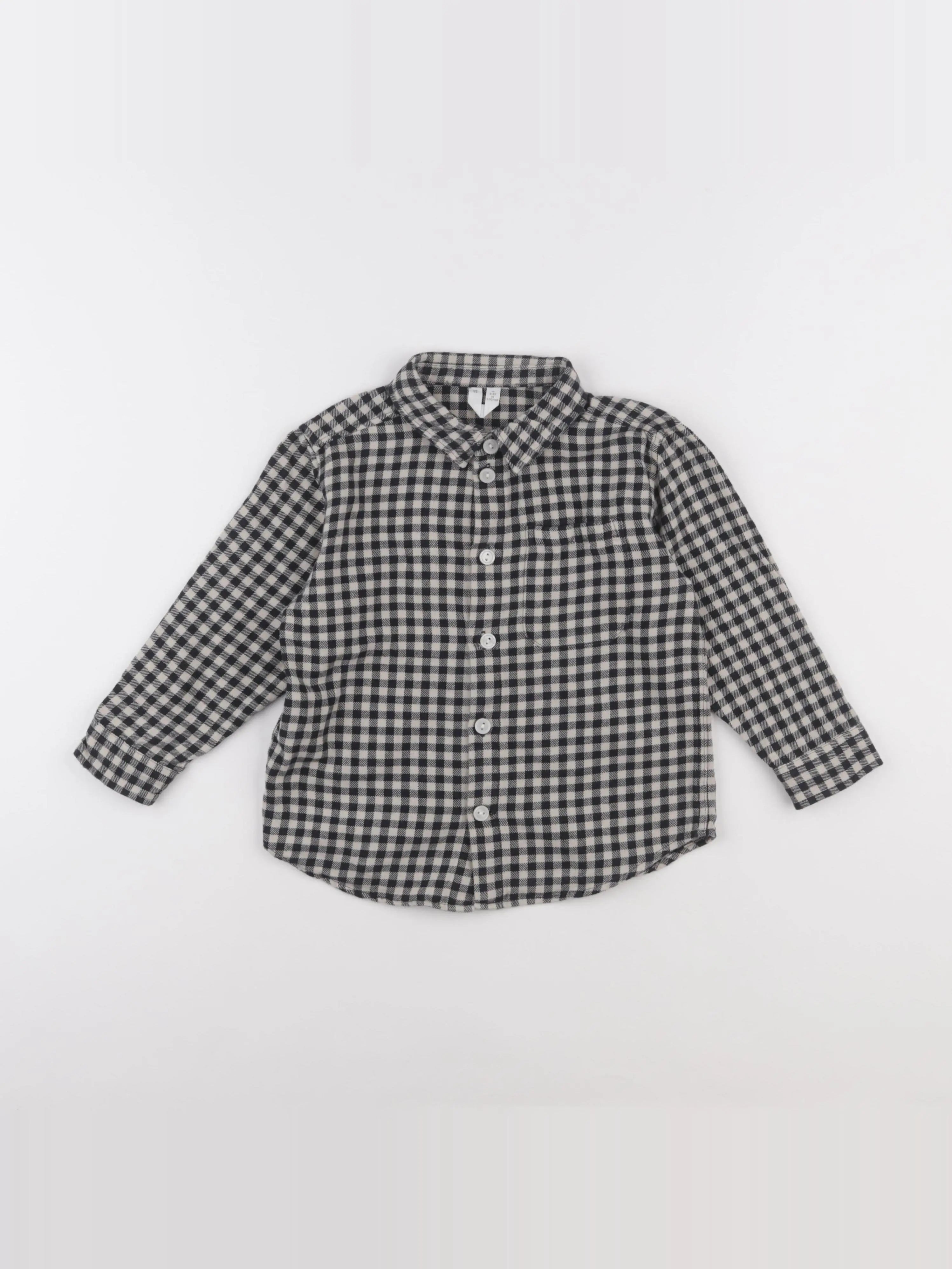 Arket - chemise beige, noir - 2/3 ans