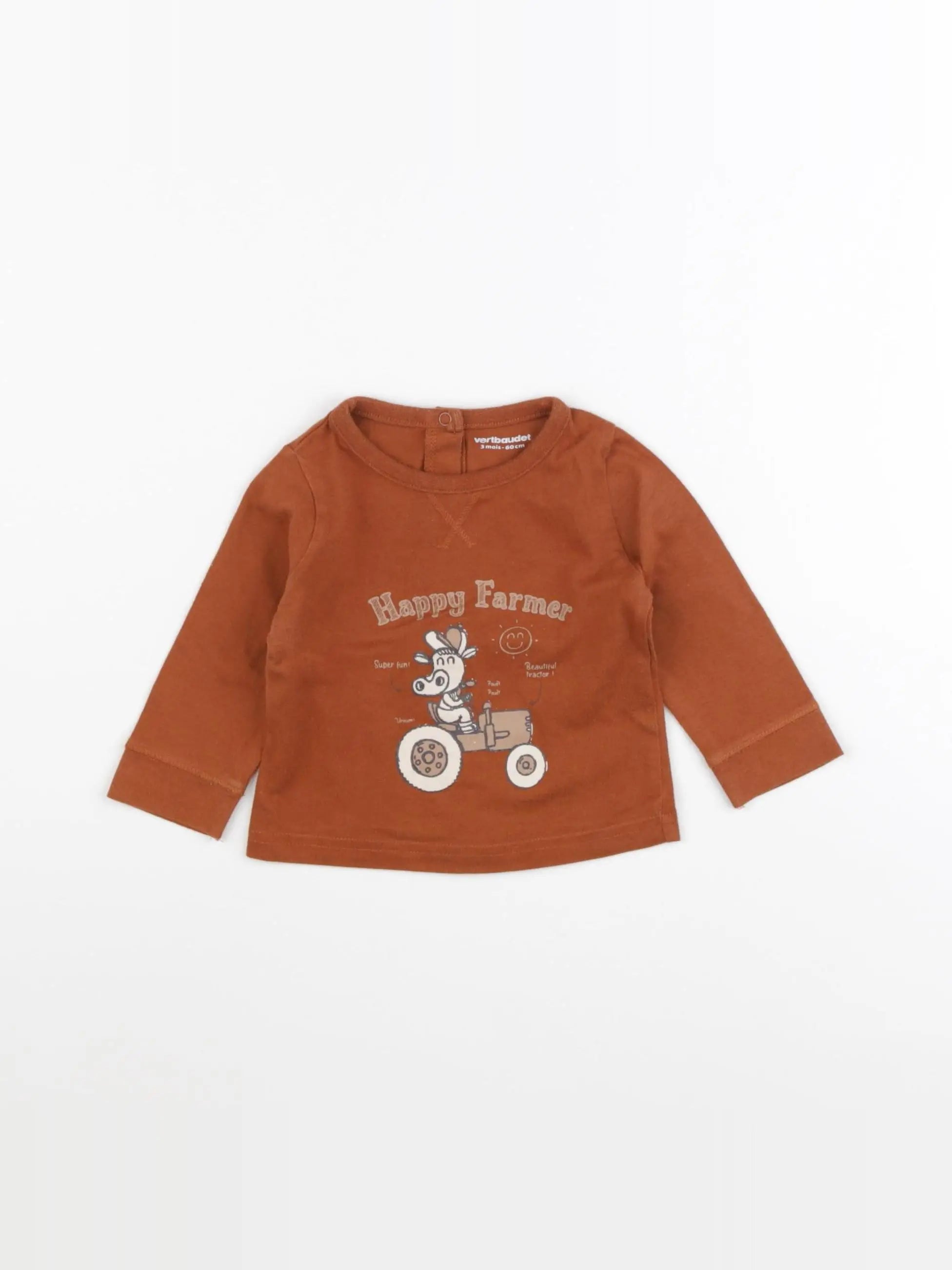 Vertbaudet - tee-shirt marron - 3 mois