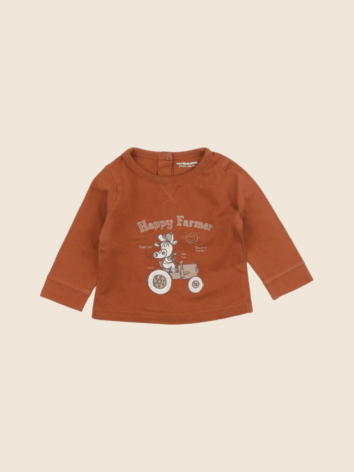 Vertbaudet - tee-shirt marron - 3 mois