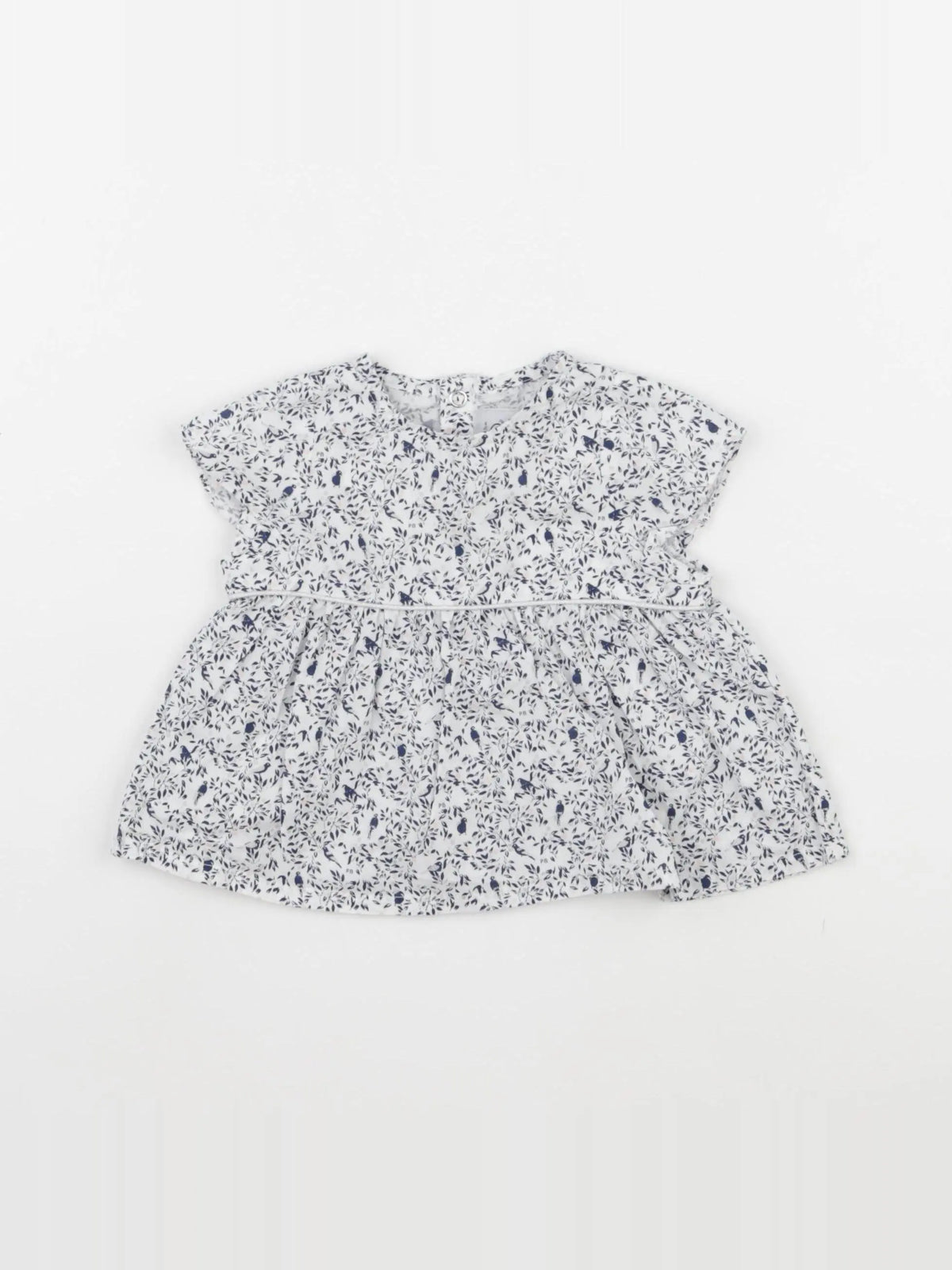 Petit Bateau - blouse blanc, bleu - 6 mois