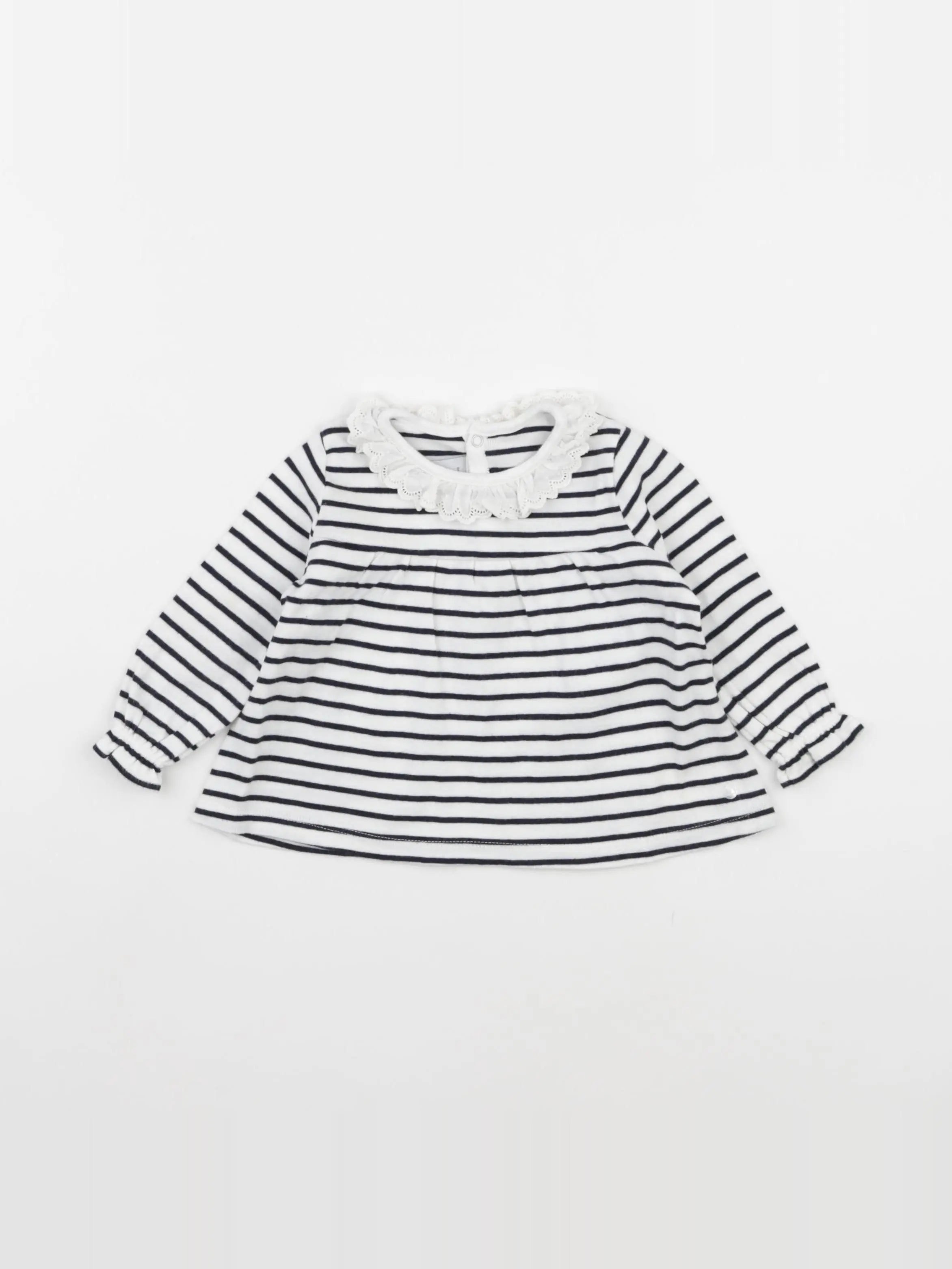 Petit Bateau - tee-shirt bleu, blanc - 6 mois