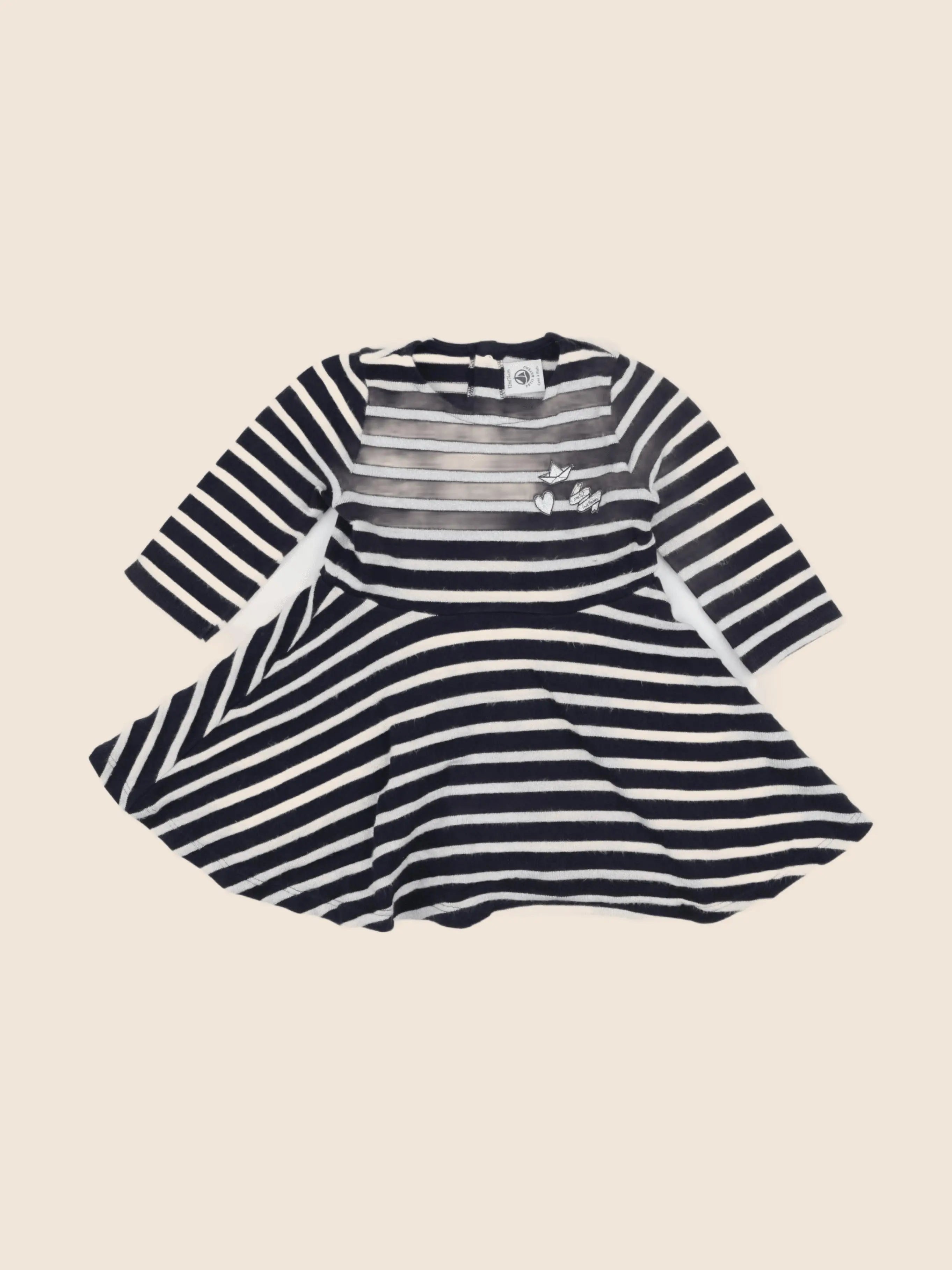 Petit Bateau - robe bleu, argent - 12 mois