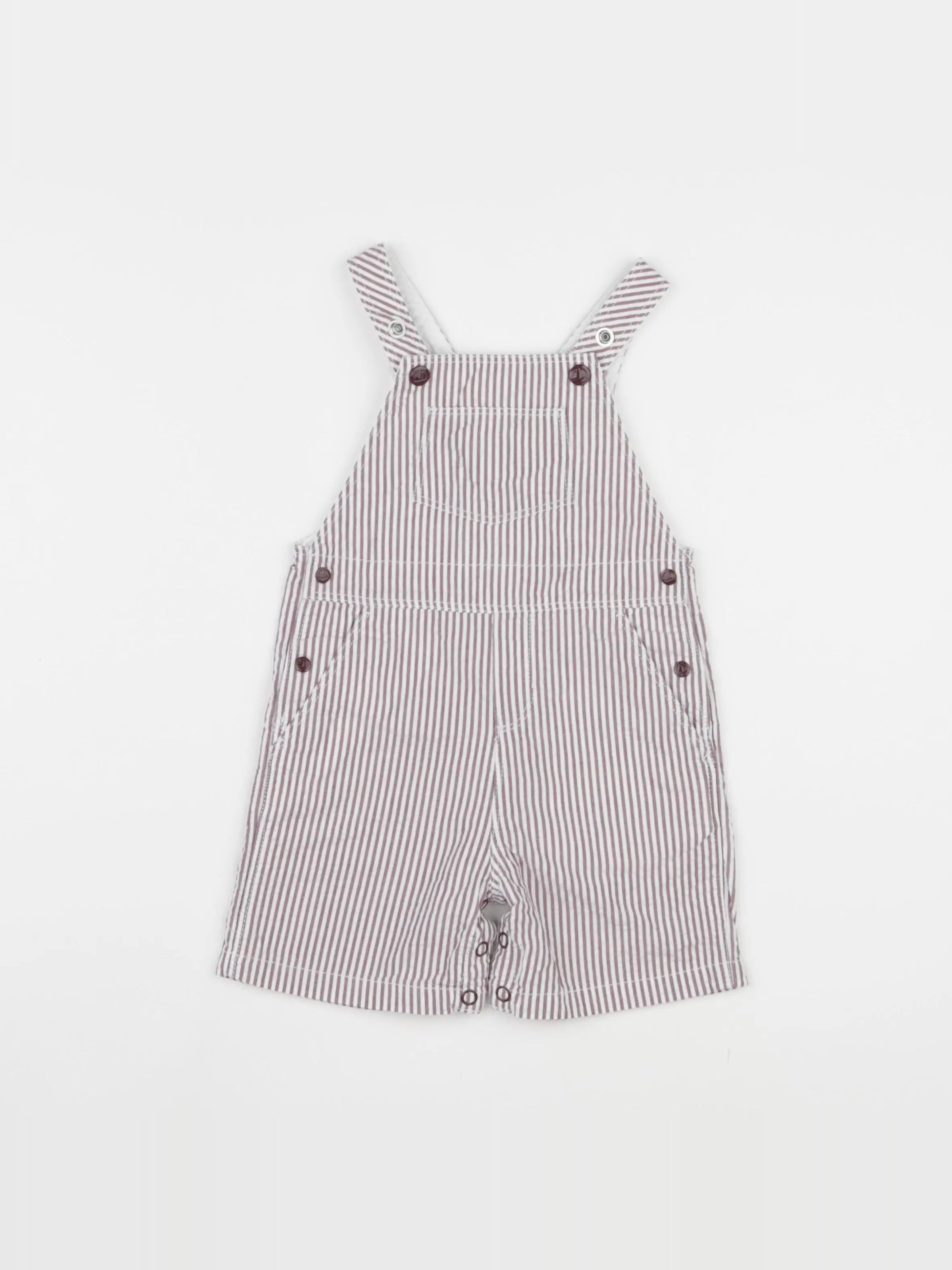 Petit Bateau - salopette blanc, marron - 12 mois