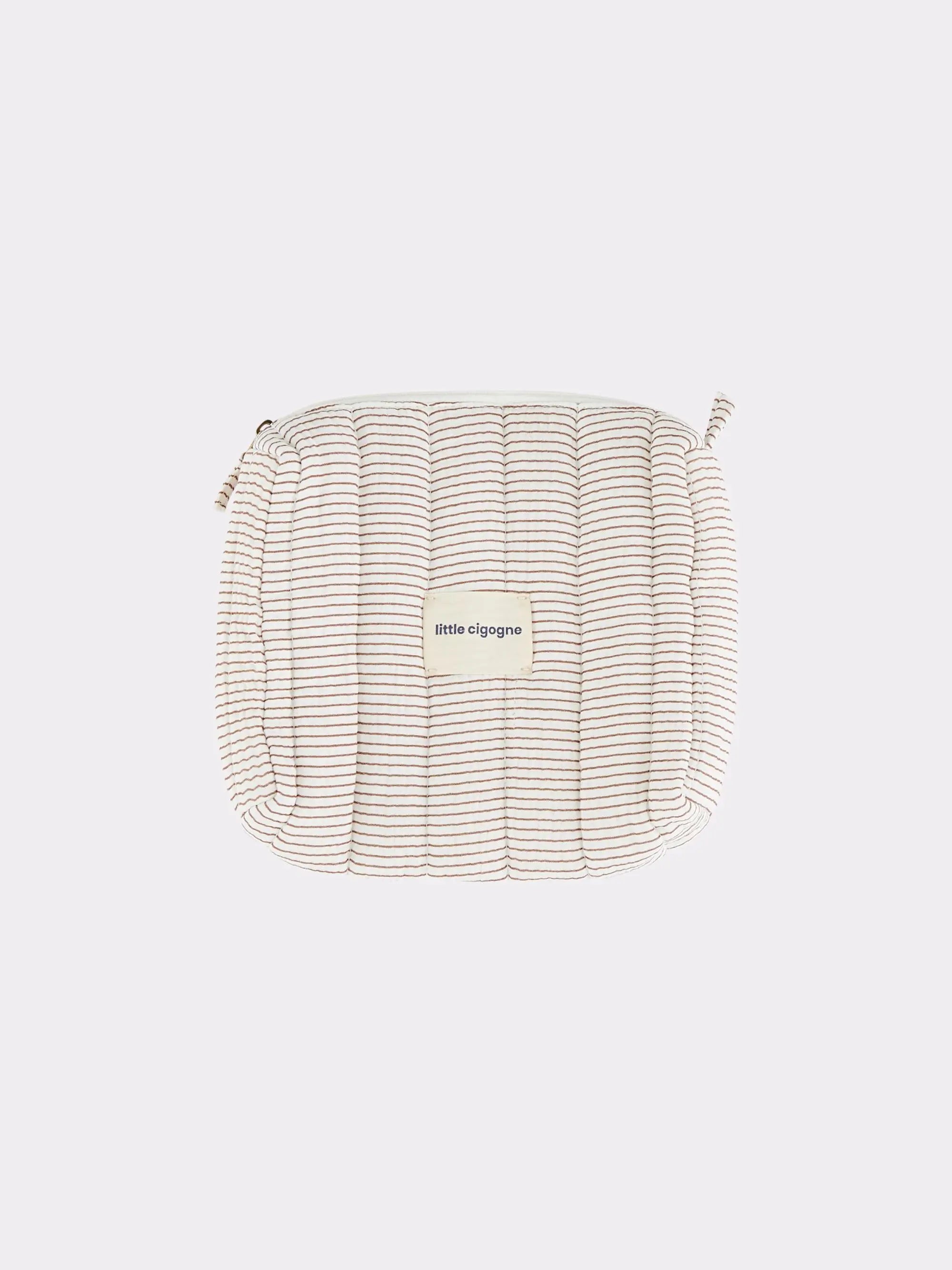 Little Cigogne - Trousse à rayures en gaze de coton