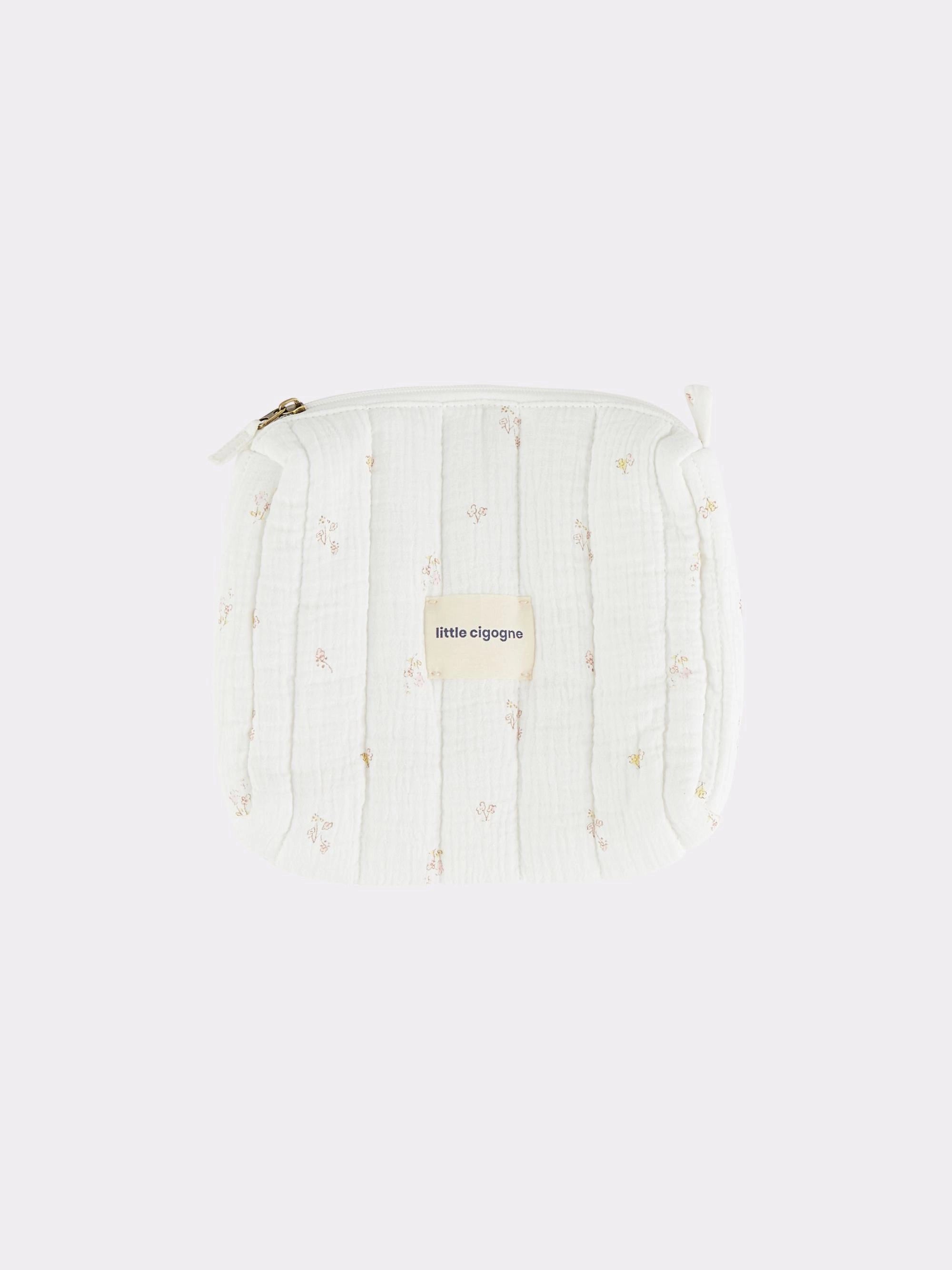 Little Cigogne - Trousse fleurie en gaze de coton