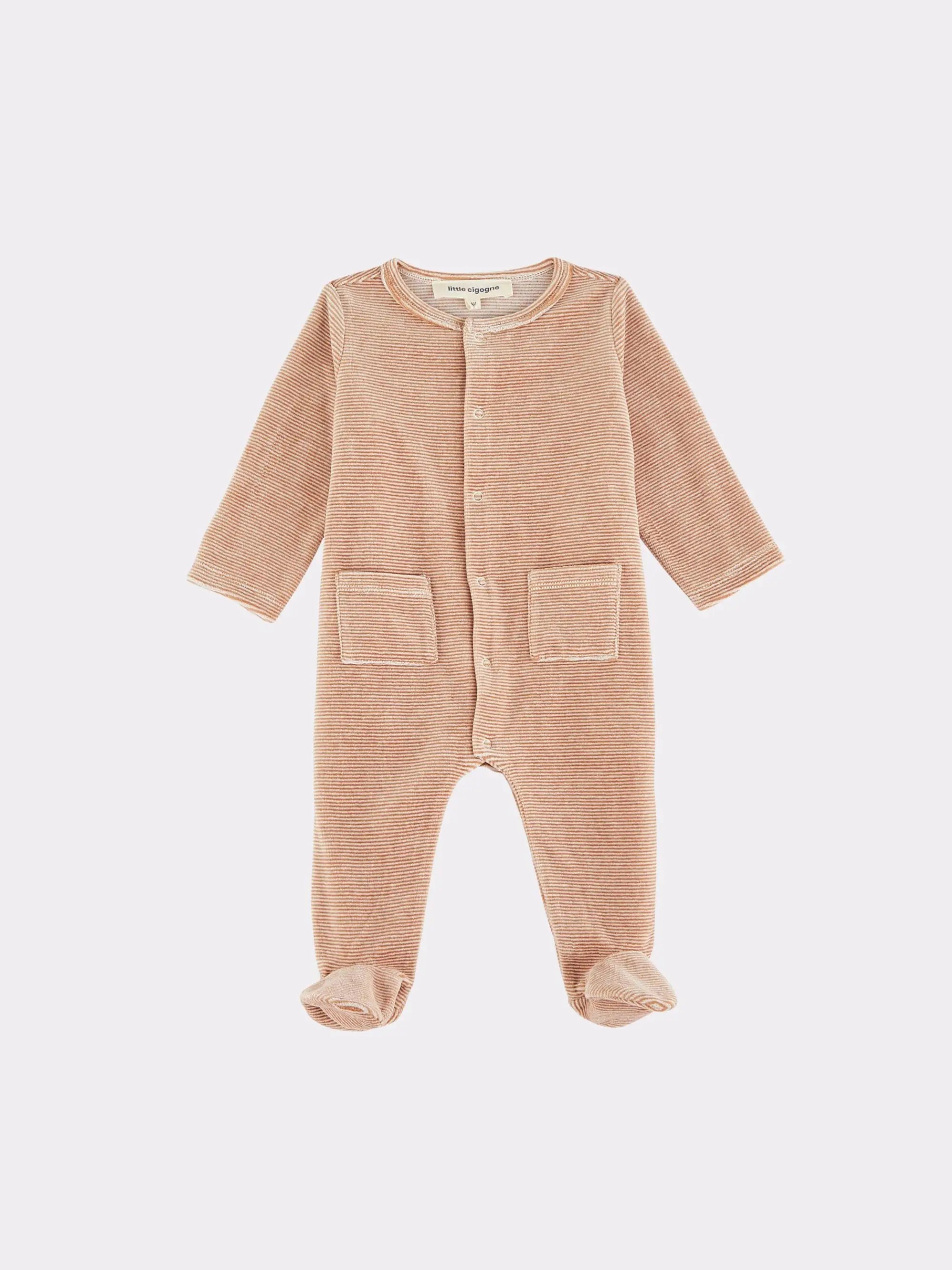 Pyjama bébé rayé brun