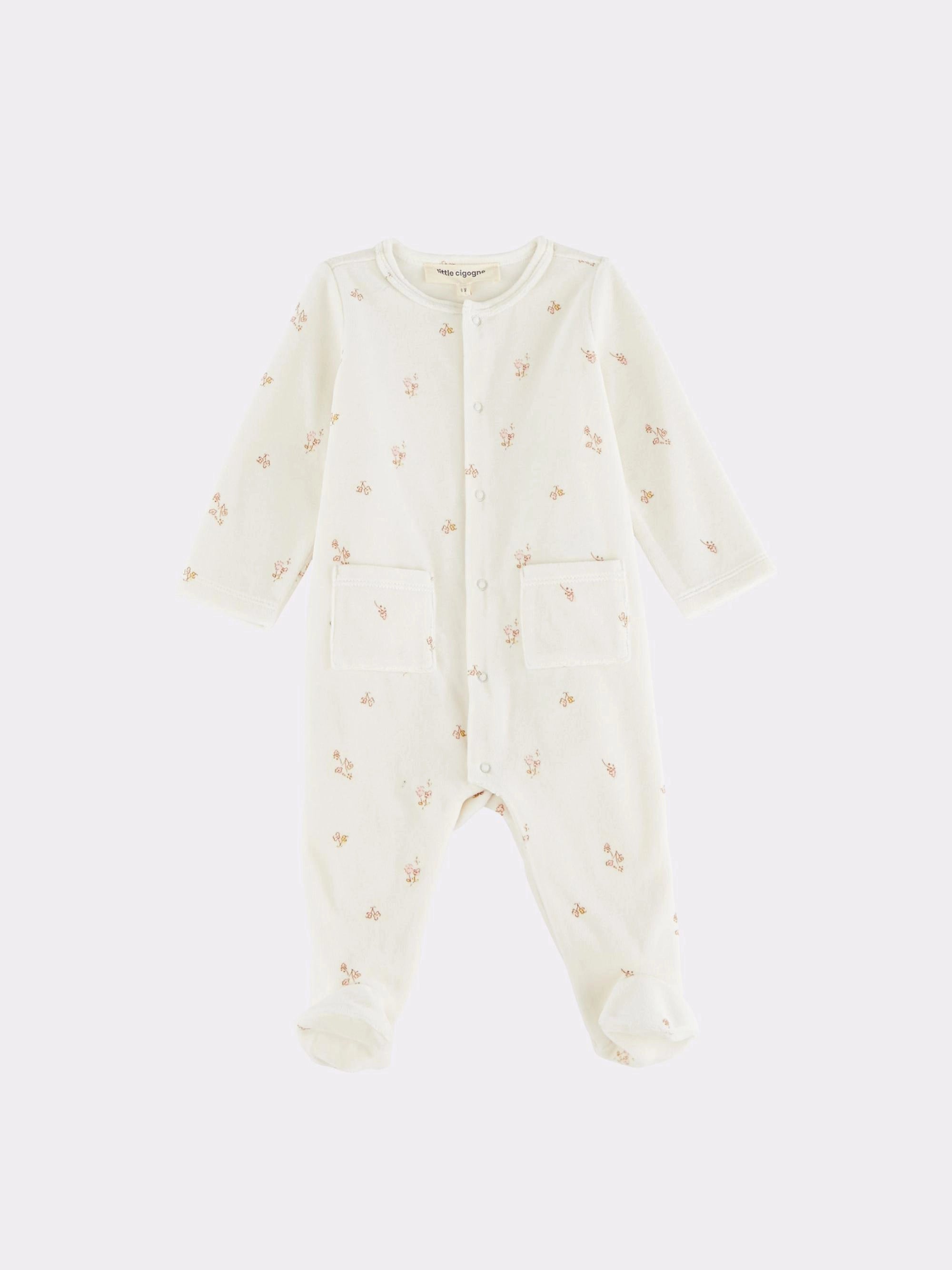 Pyjama bébé fleuri écru