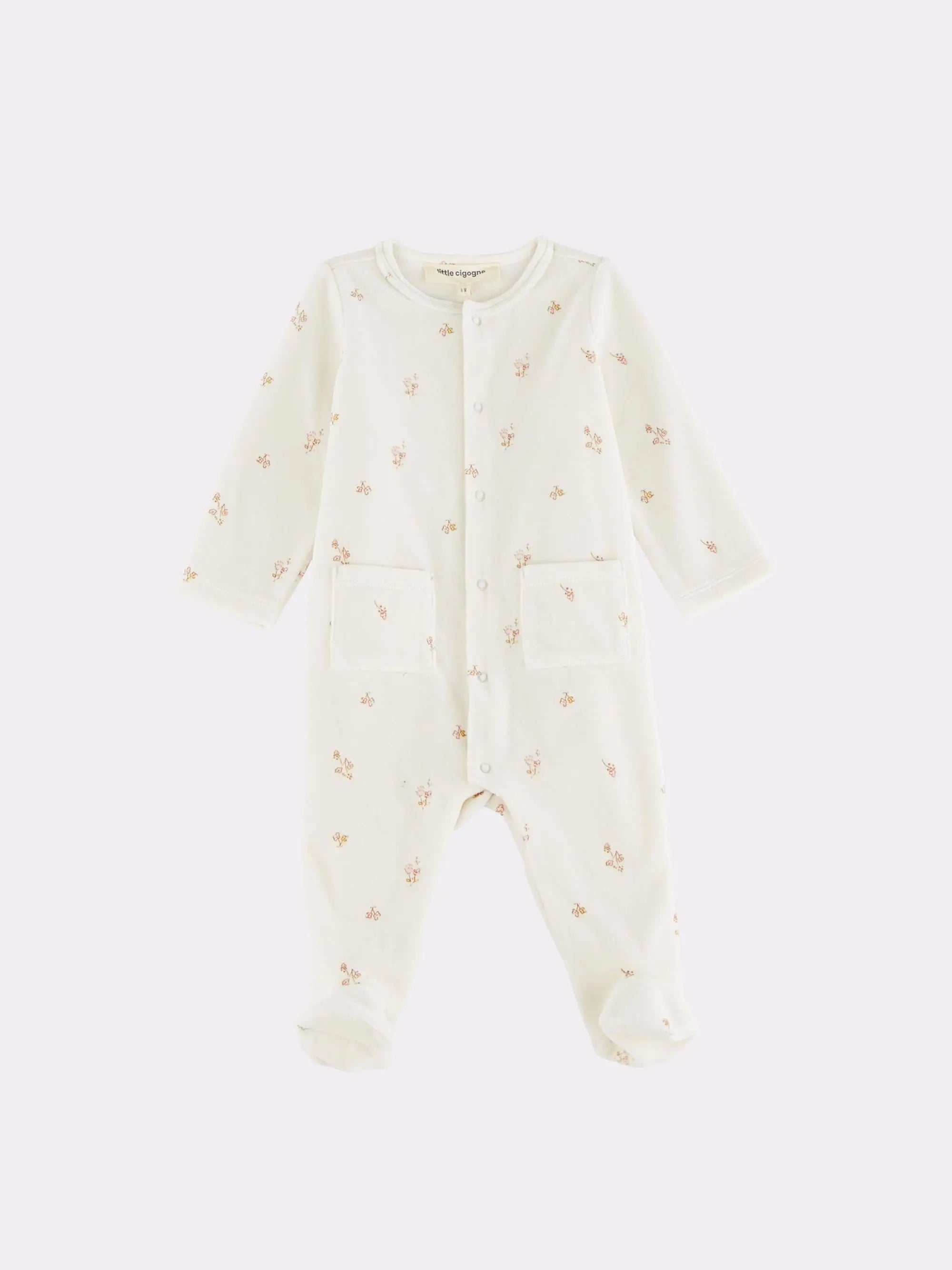 Pyjama bébé fleuri écru