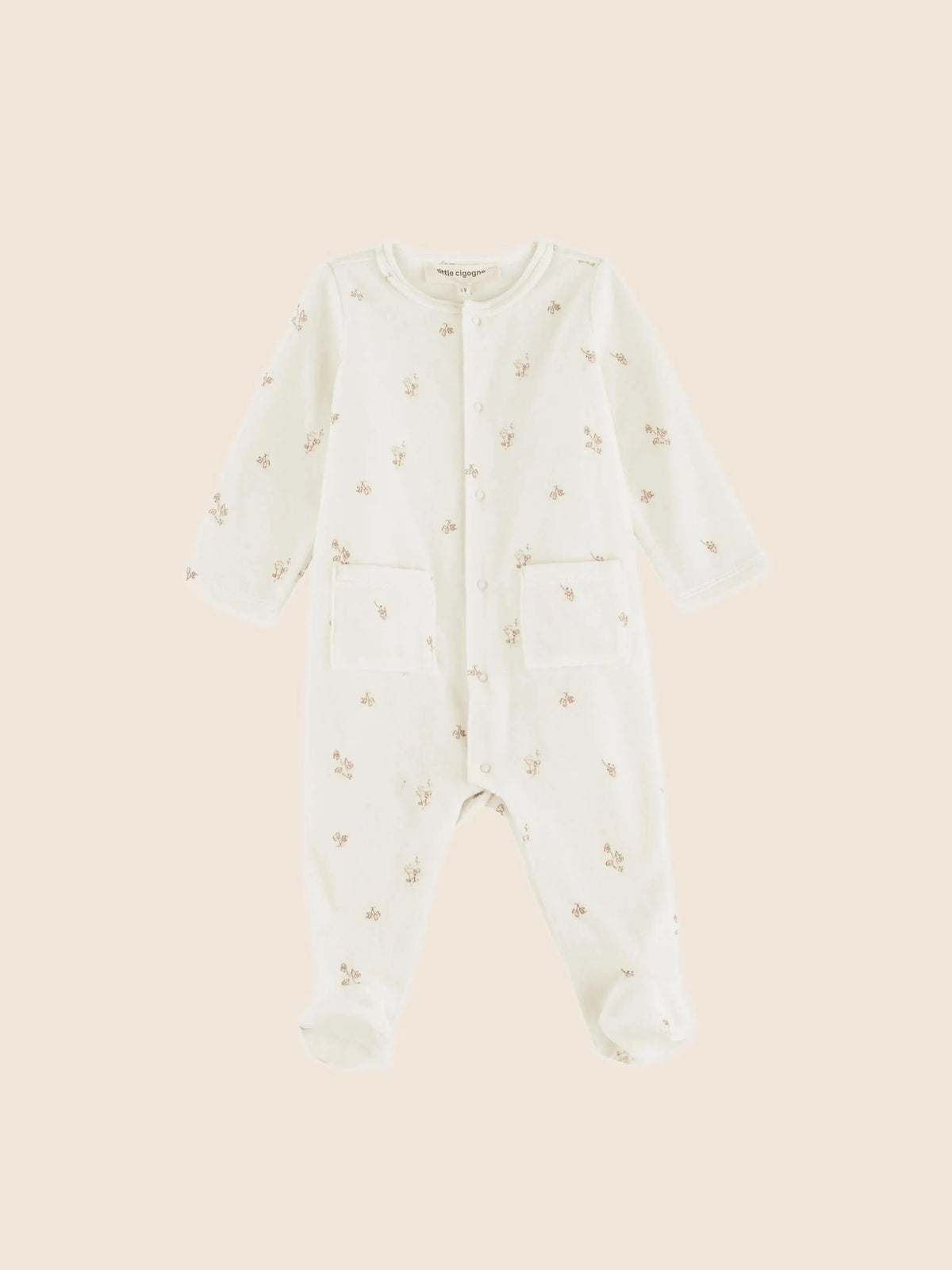Pyjama bébé fleuri écru