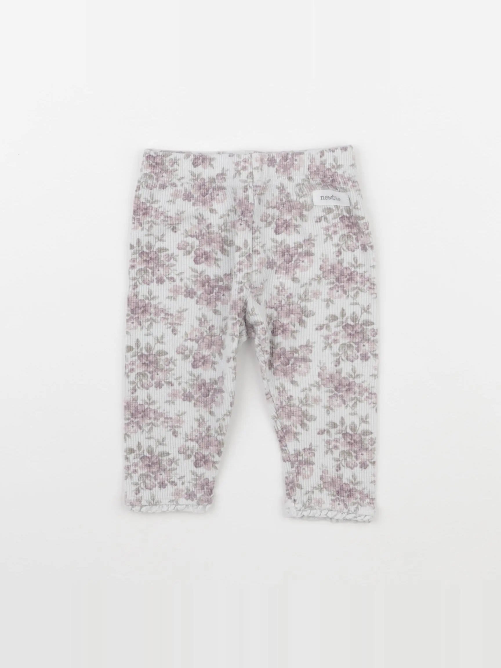 Newbie - legging blanc, rose - 3/6 mois
