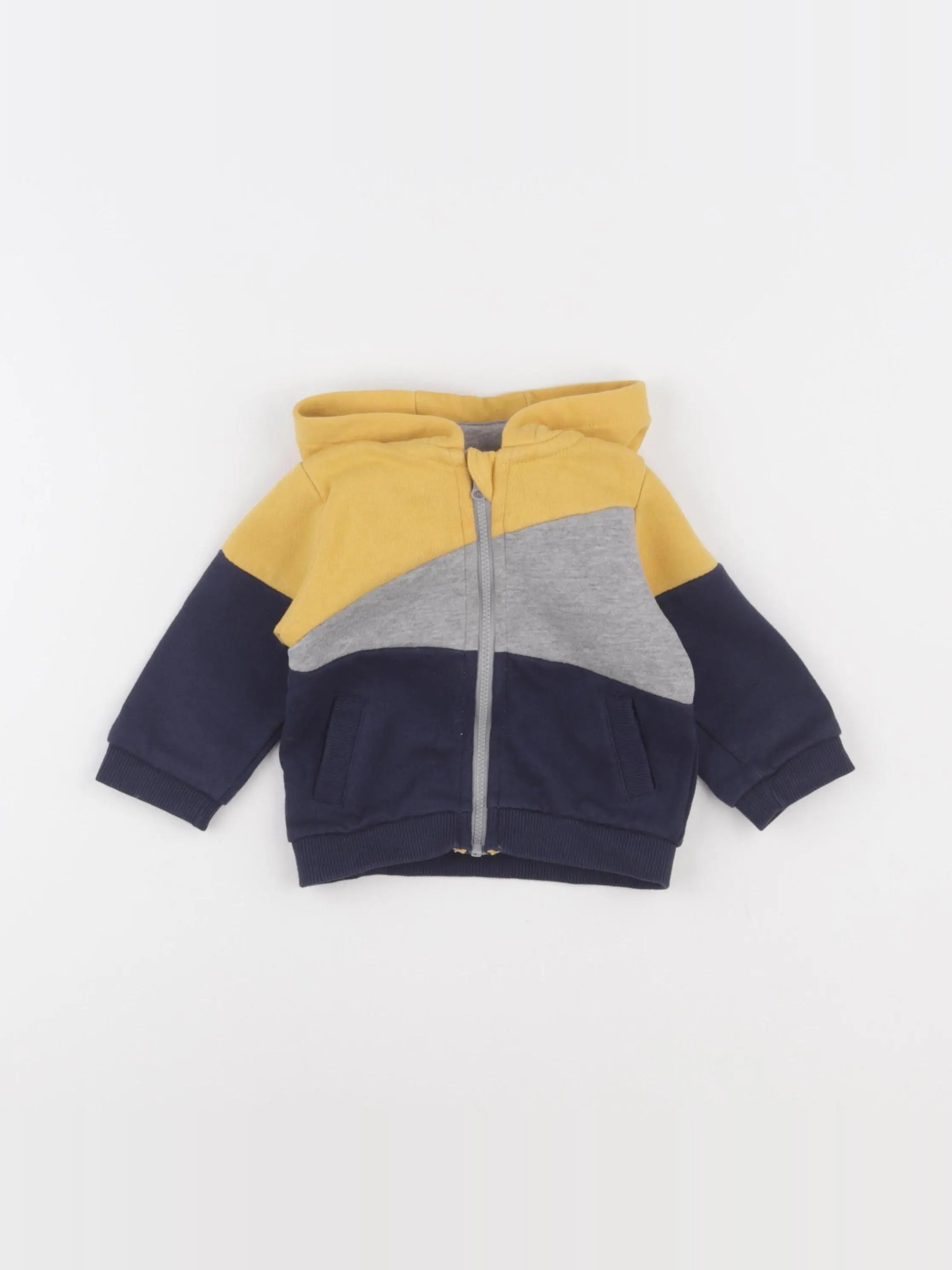 Vertbaudet - sweat bleu, jaune - 6 mois